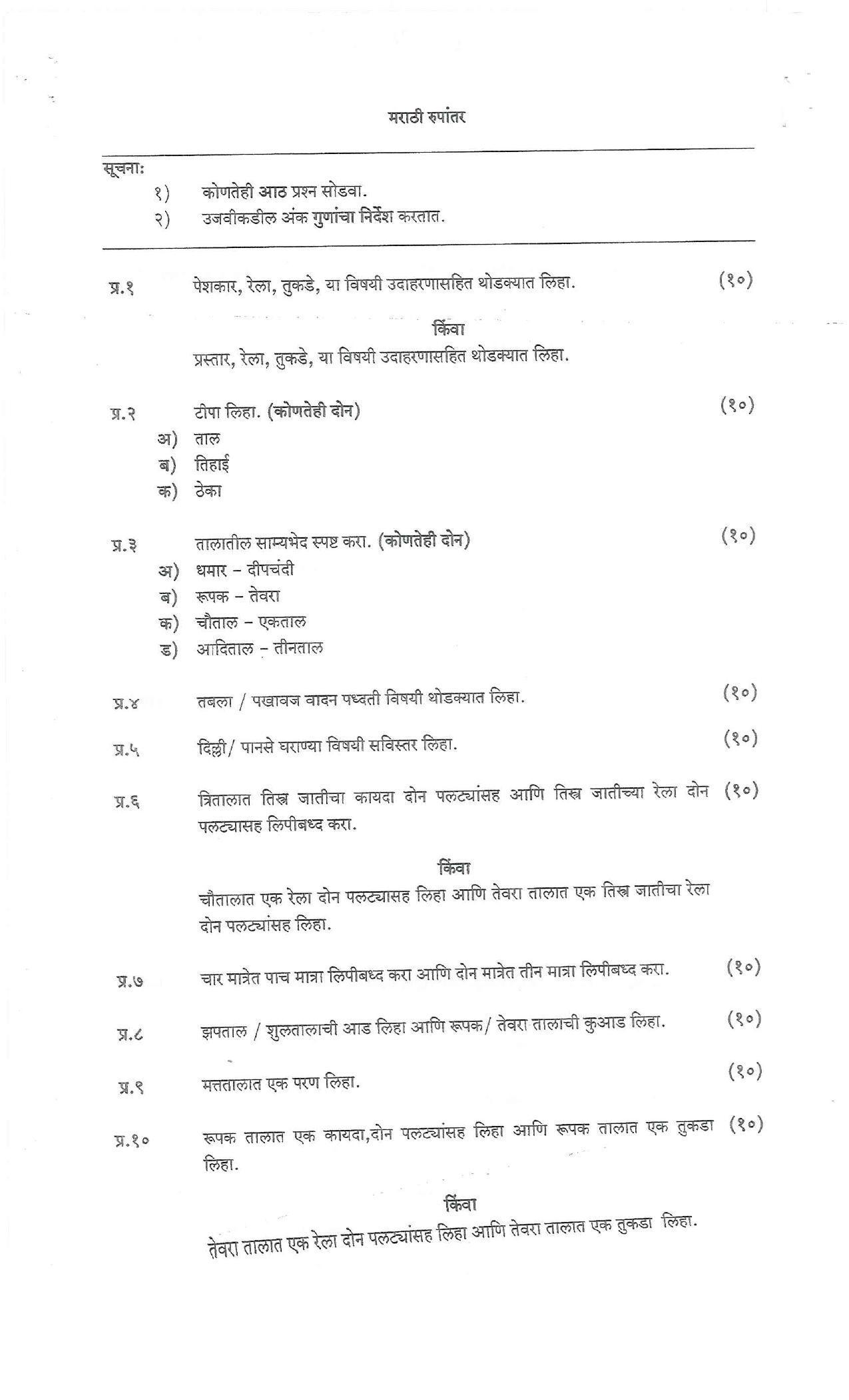 Bharati Vidyapeeth M.A. Music (Sem – II) IV CBCS Question Paper - Page 2