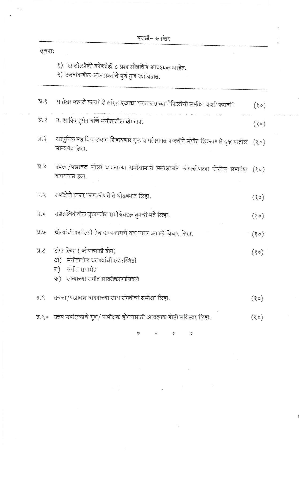 Bharati Vidyapeeth M.A. Music (Sem – II) IV CBCS Question Paper - Page 6