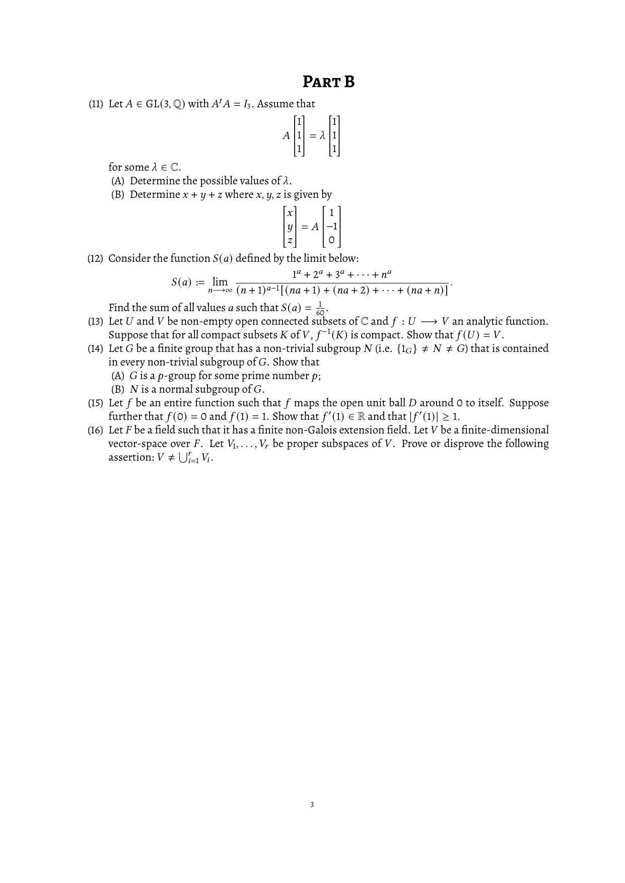 CMI Entrance Exam 2022 Question Paper MSc/PhD Mathematics - Page 3