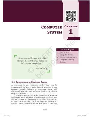 NCERT Book for Class 11 Informatics Practices Chapter 1 Computer System
