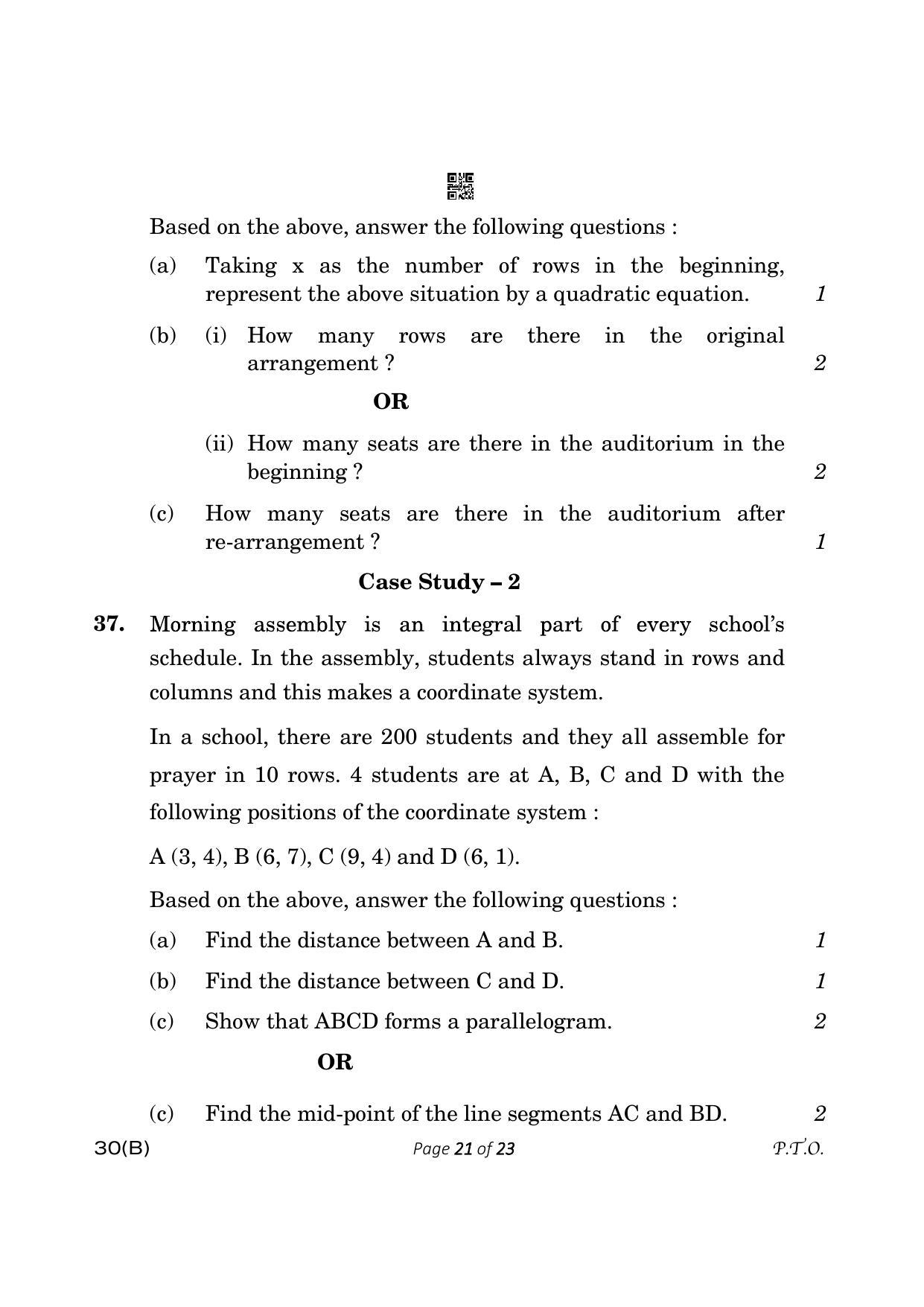 CBSE Class 10 30-B Maths Std. 2023 (Compartment) Question Paper - Page 21