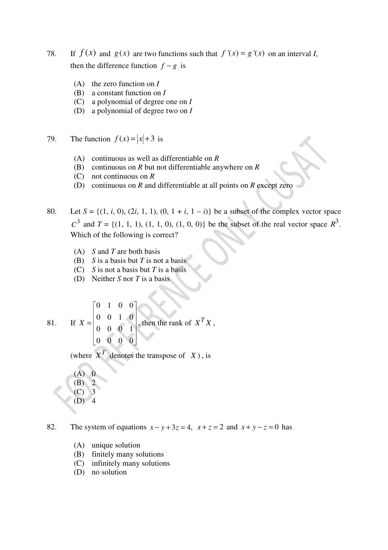 CUSAT CAT 2022 MATHEMATICS Question Paper - Page 19