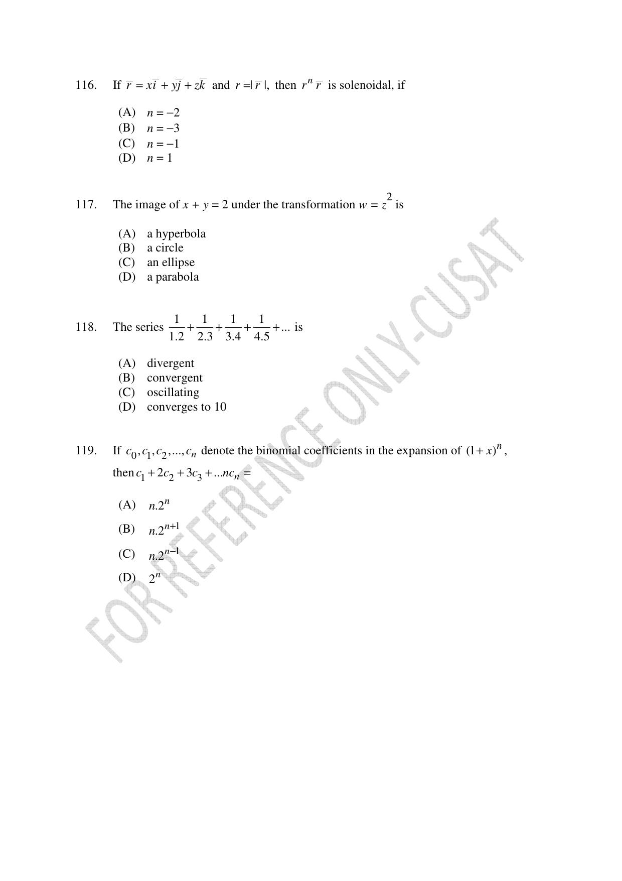 CUSAT CAT 2022 MATHEMATICS Question Paper - Page 28