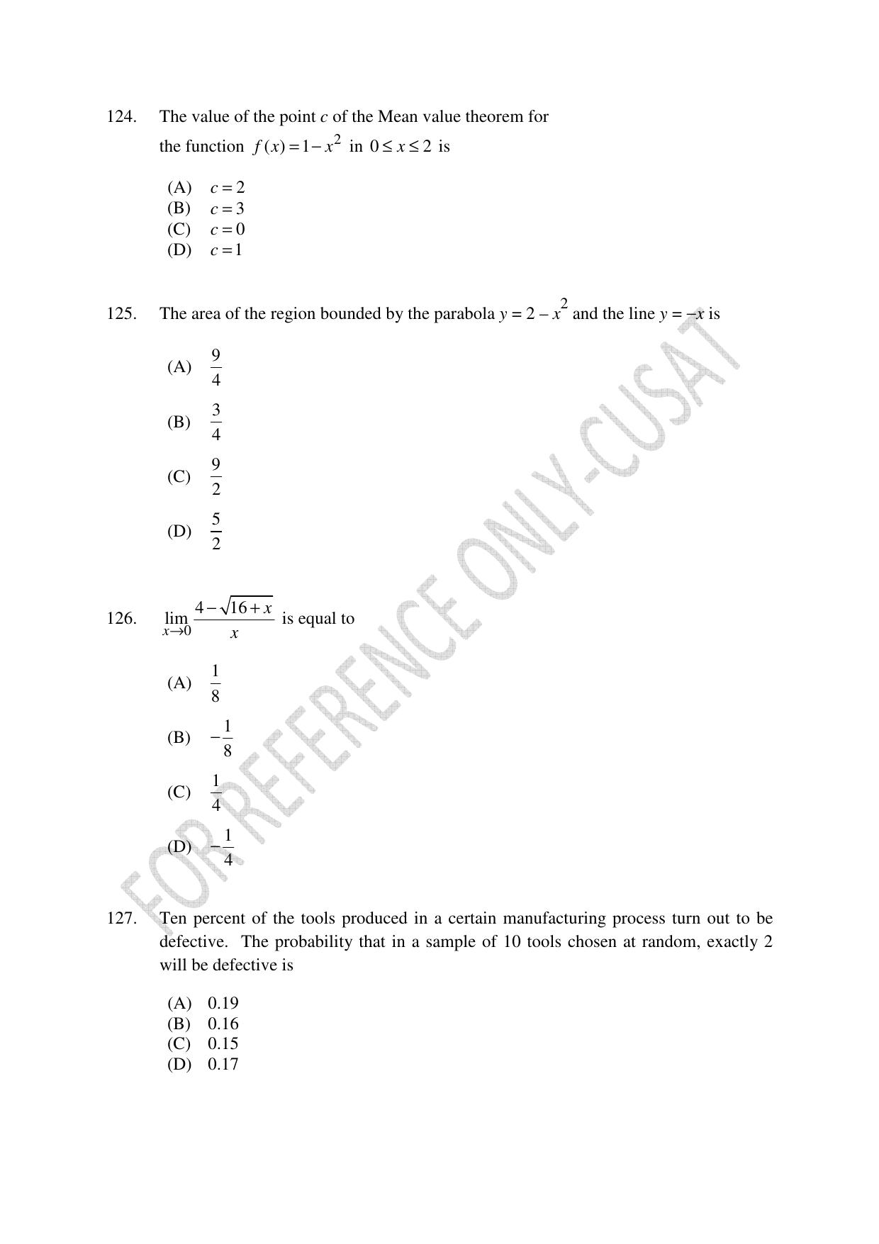 CUSAT CAT 2022 MATHEMATICS Question Paper - Page 30