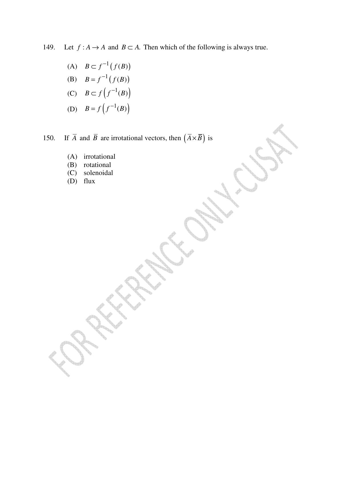 CUSAT CAT 2022 MATHEMATICS Question Paper - Page 36