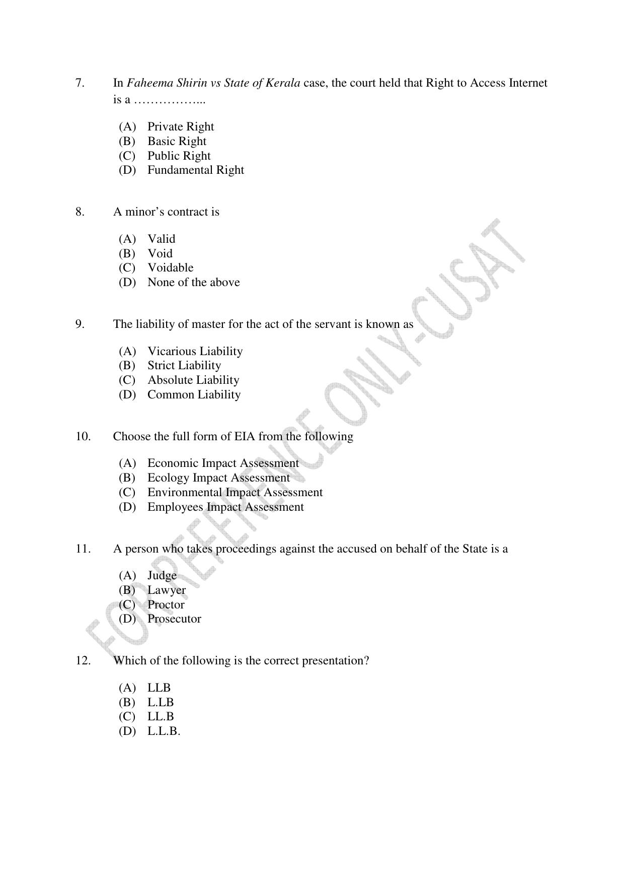CUSAT CAT 2022 Aptitude Test for Five year BBA LLB Hons or BCom LLB Hons Second Shift Question Paper - Page 2