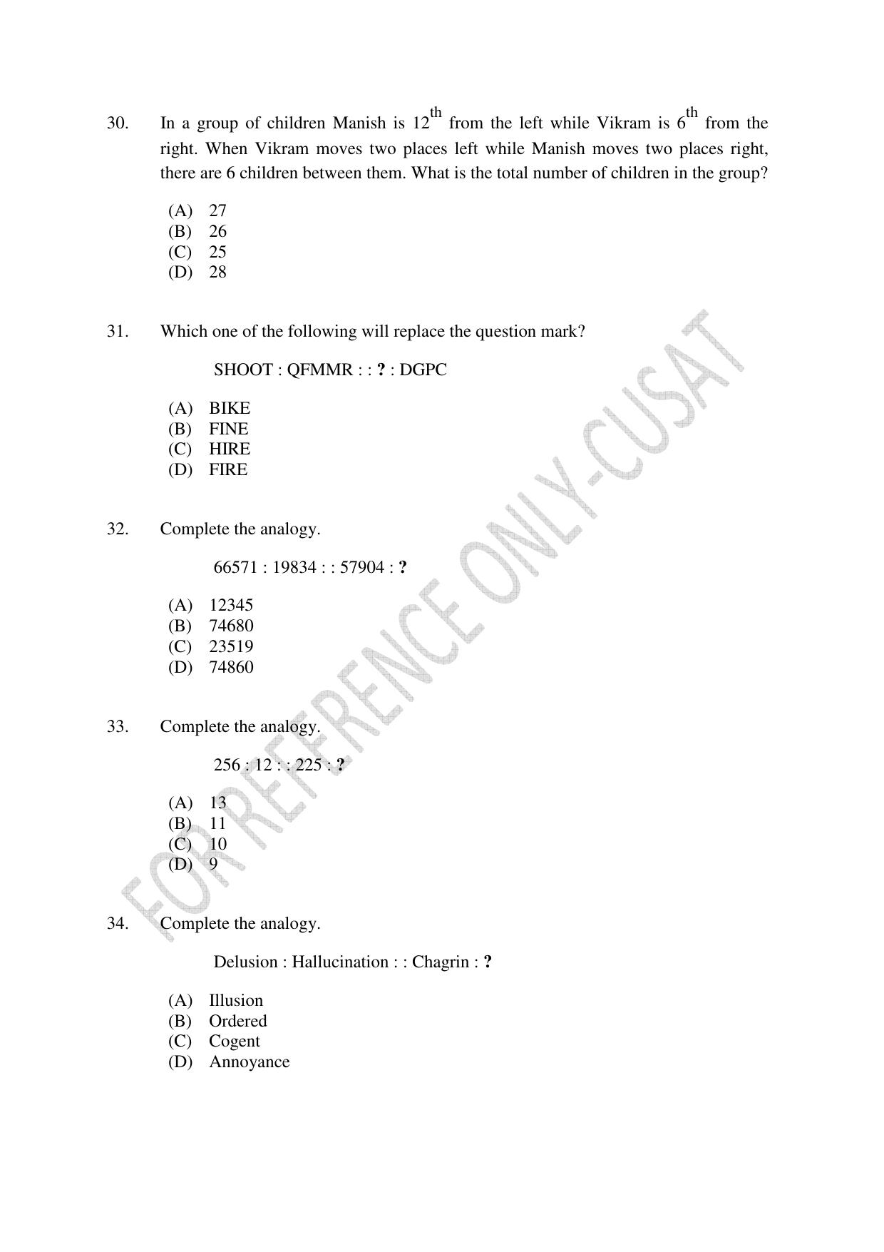 CUSAT CAT 2022 Aptitude Test for Five year BBA LLB Hons or BCom LLB Hons Second Shift Question Paper - Page 6