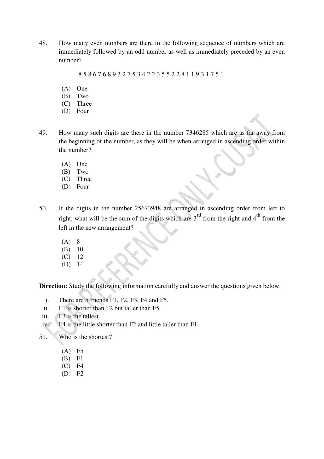 CUSAT CAT 2022 Aptitude Test for Five year BBA LLB Hons or BCom LLB Hons Second Shift Question Paper - Page 10