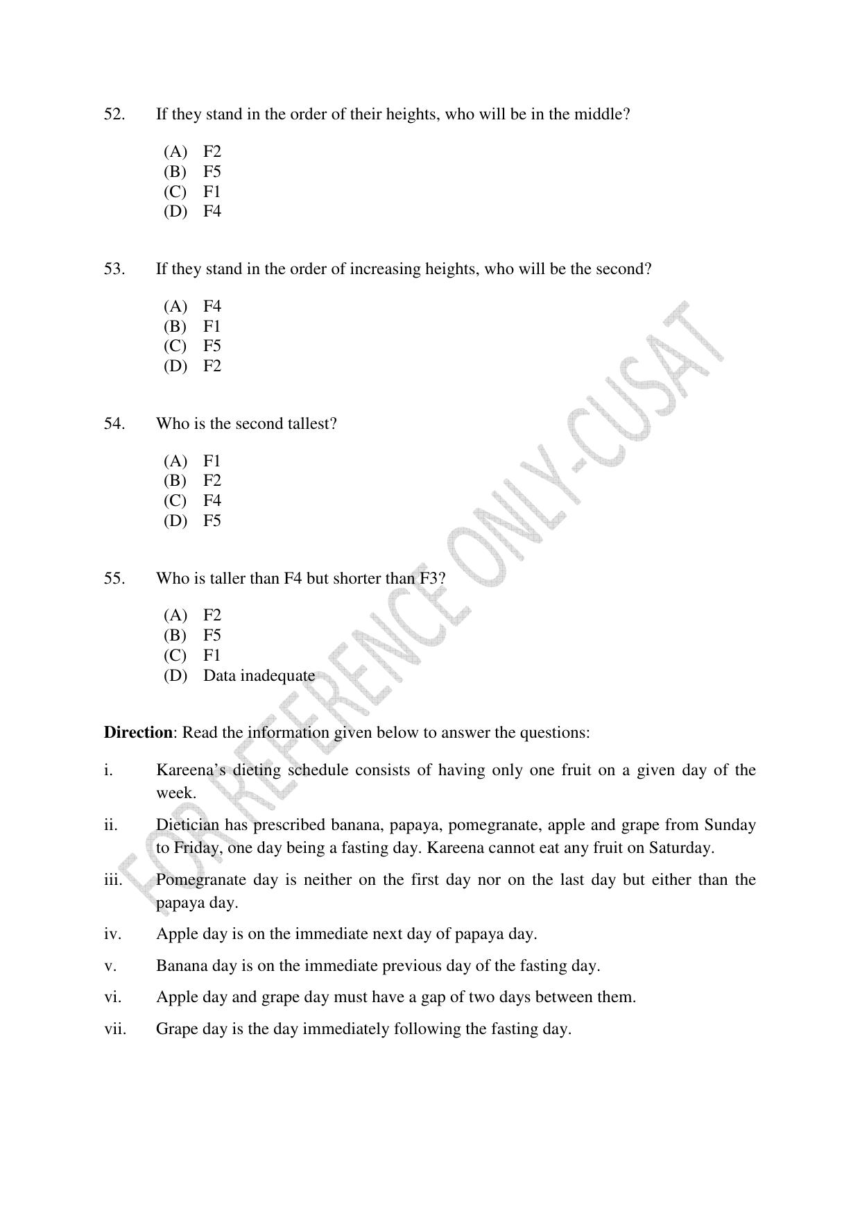 CUSAT CAT 2022 Aptitude Test for Five year BBA LLB Hons or BCom LLB Hons Second Shift Question Paper - Page 11