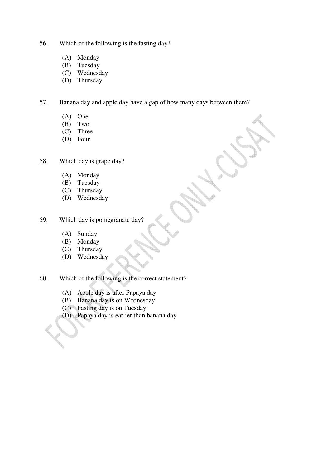 CUSAT CAT 2022 Aptitude Test for Five year BBA LLB Hons or BCom LLB Hons Second Shift Question Paper - Page 12