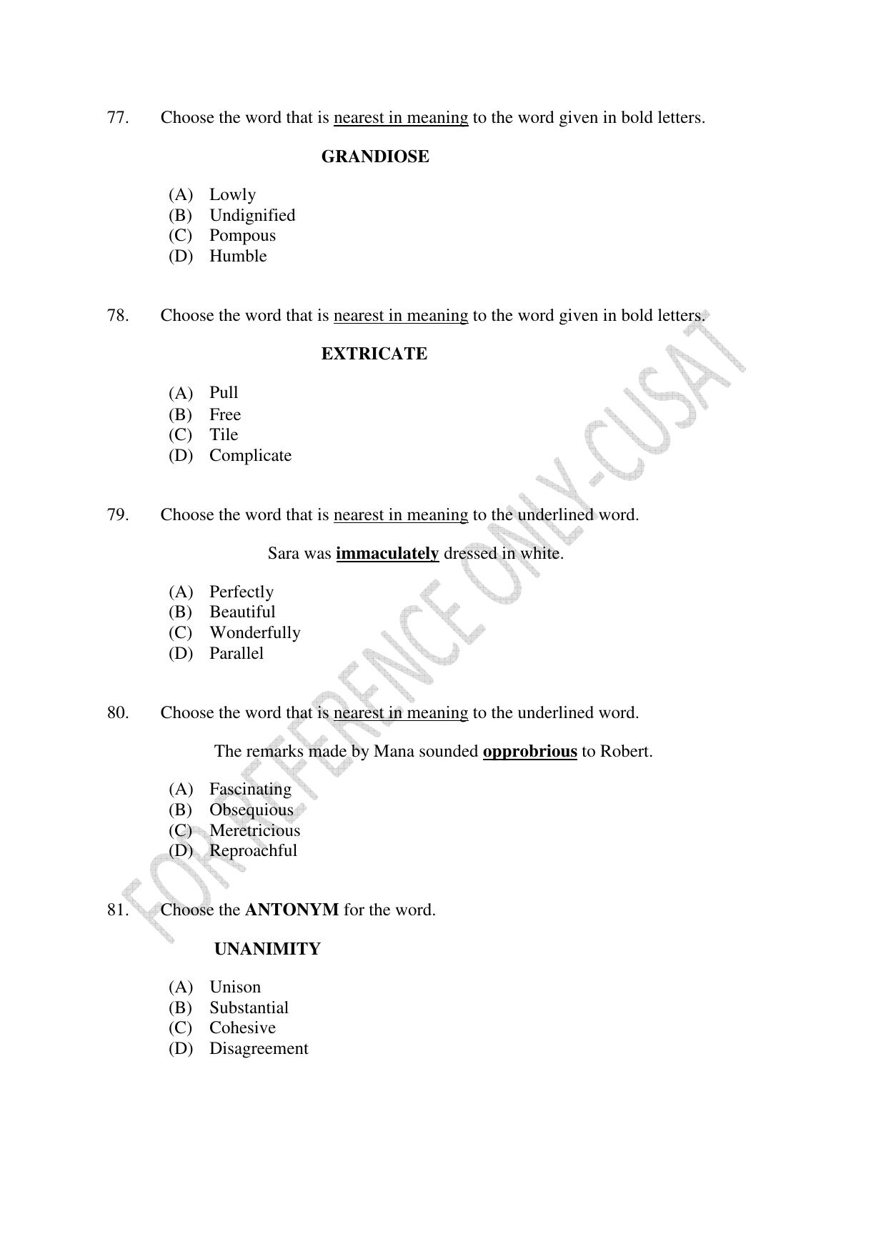 CUSAT CAT 2022 Aptitude Test for Five year BBA LLB Hons or BCom LLB Hons Second Shift Question Paper - Page 17