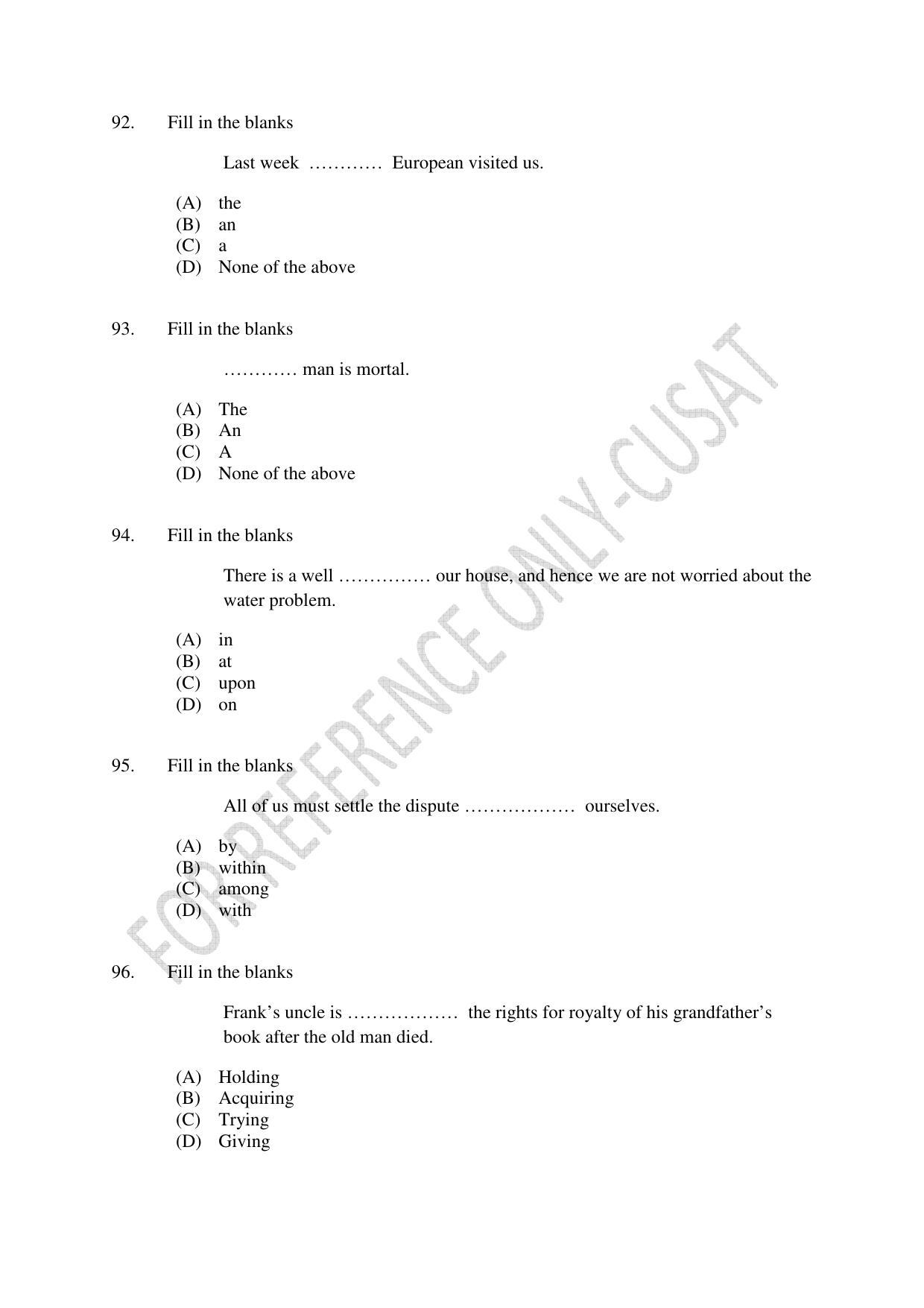 CUSAT CAT 2022 Aptitude Test for Five year BBA LLB Hons or BCom LLB Hons Second Shift Question Paper - Page 20
