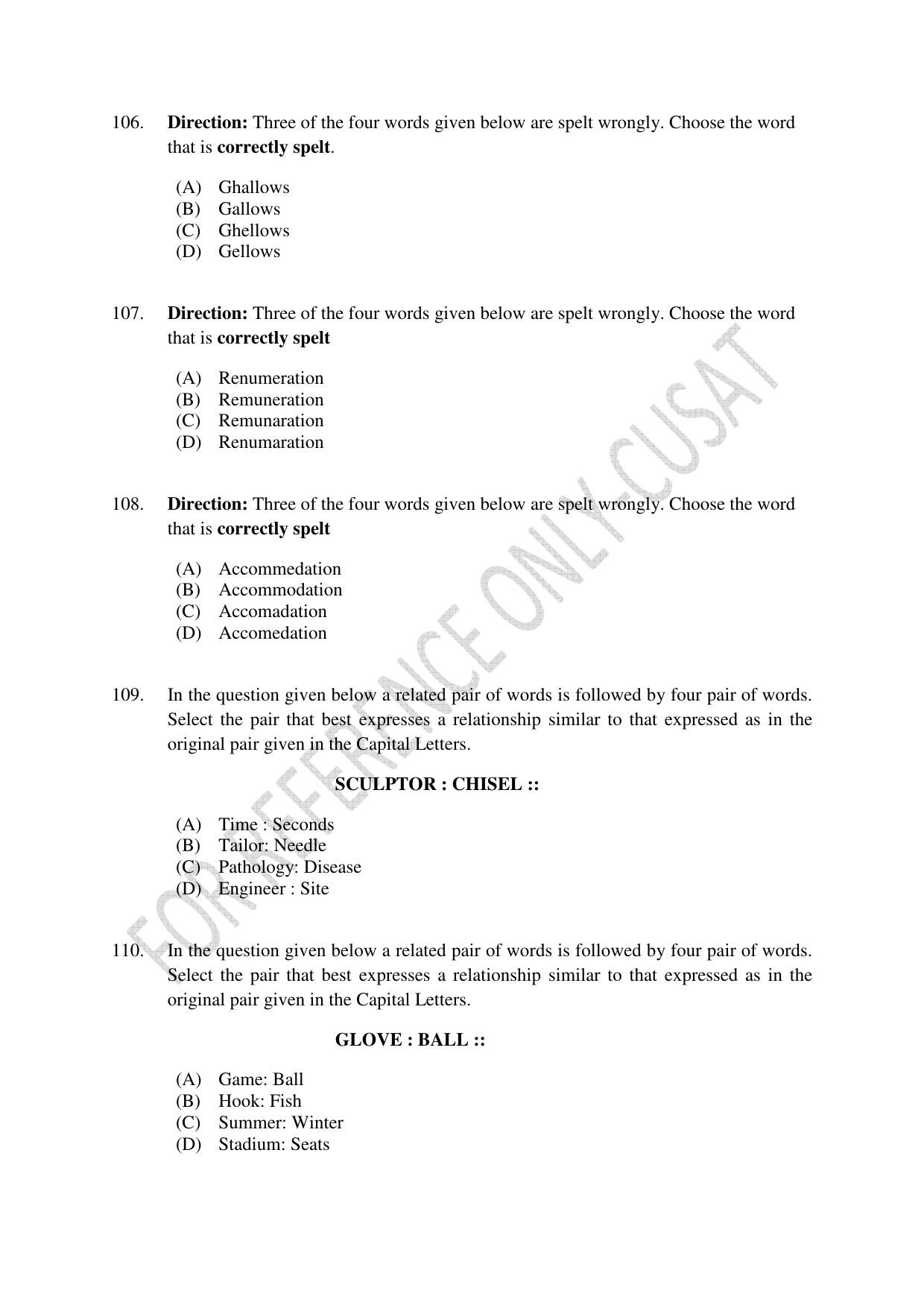 CUSAT CAT 2022 Aptitude Test for Five year BBA LLB Hons or BCom LLB Hons Second Shift Question Paper - Page 23