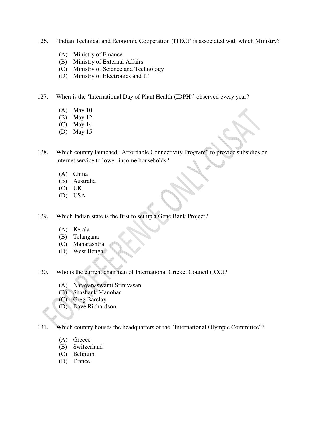 CUSAT CAT 2022 Aptitude Test for Five year BBA LLB Hons or BCom LLB Hons Second Shift Question Paper - Page 28