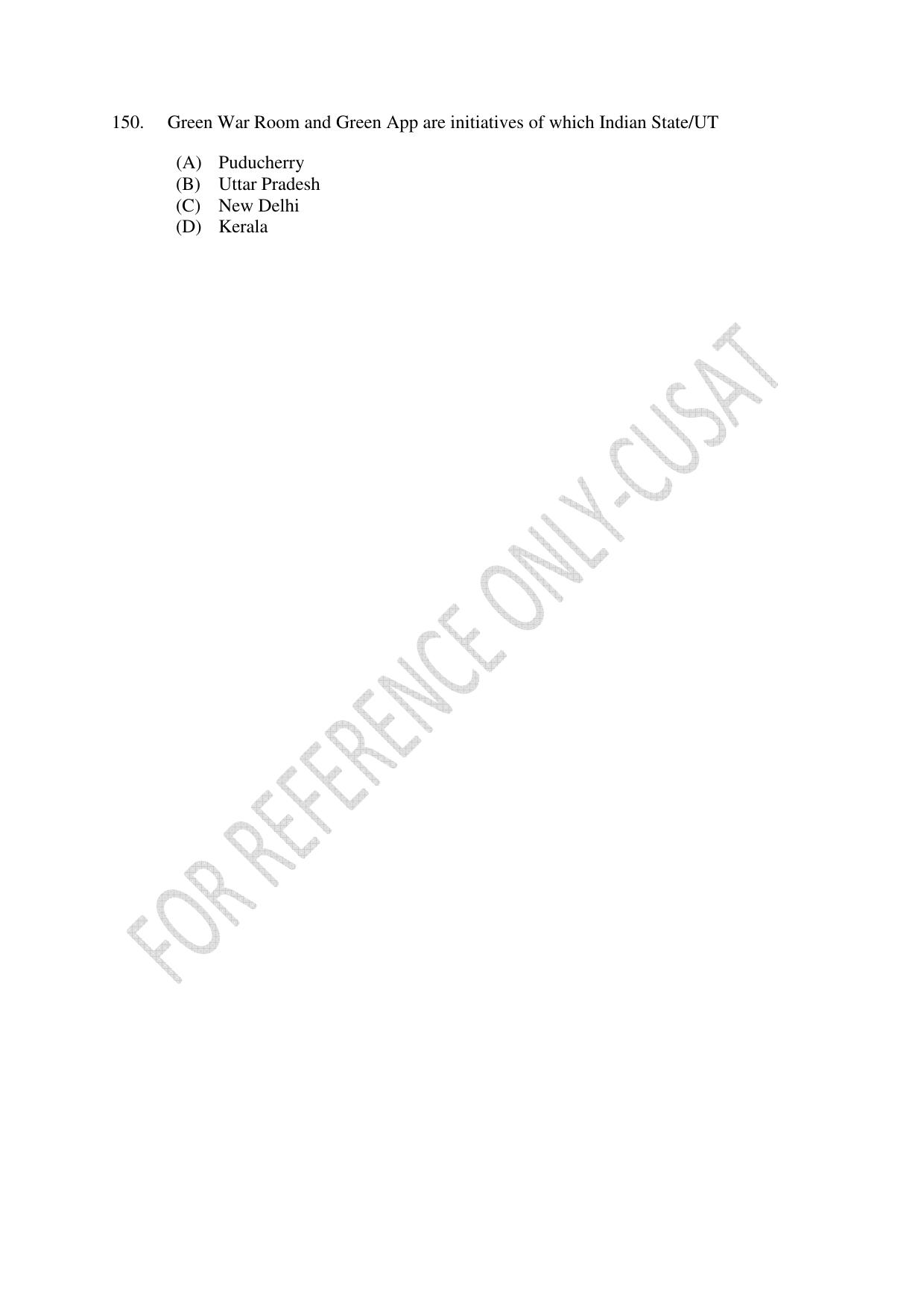 CUSAT CAT 2022 Aptitude Test for Five year BBA LLB Hons or BCom LLB Hons Second Shift Question Paper - Page 32
