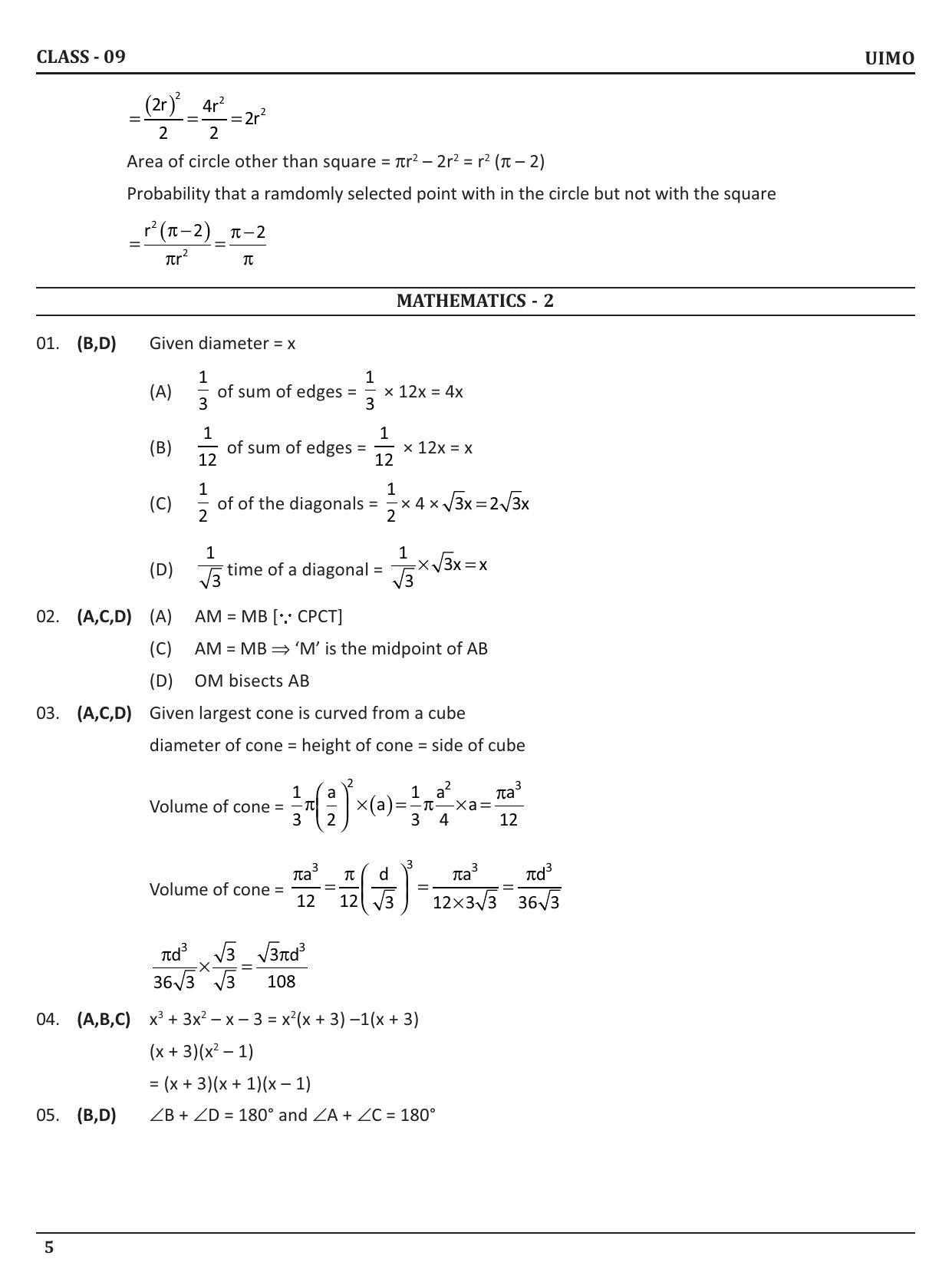 UIMO Class 9 2023 Sample Paper - Page 5