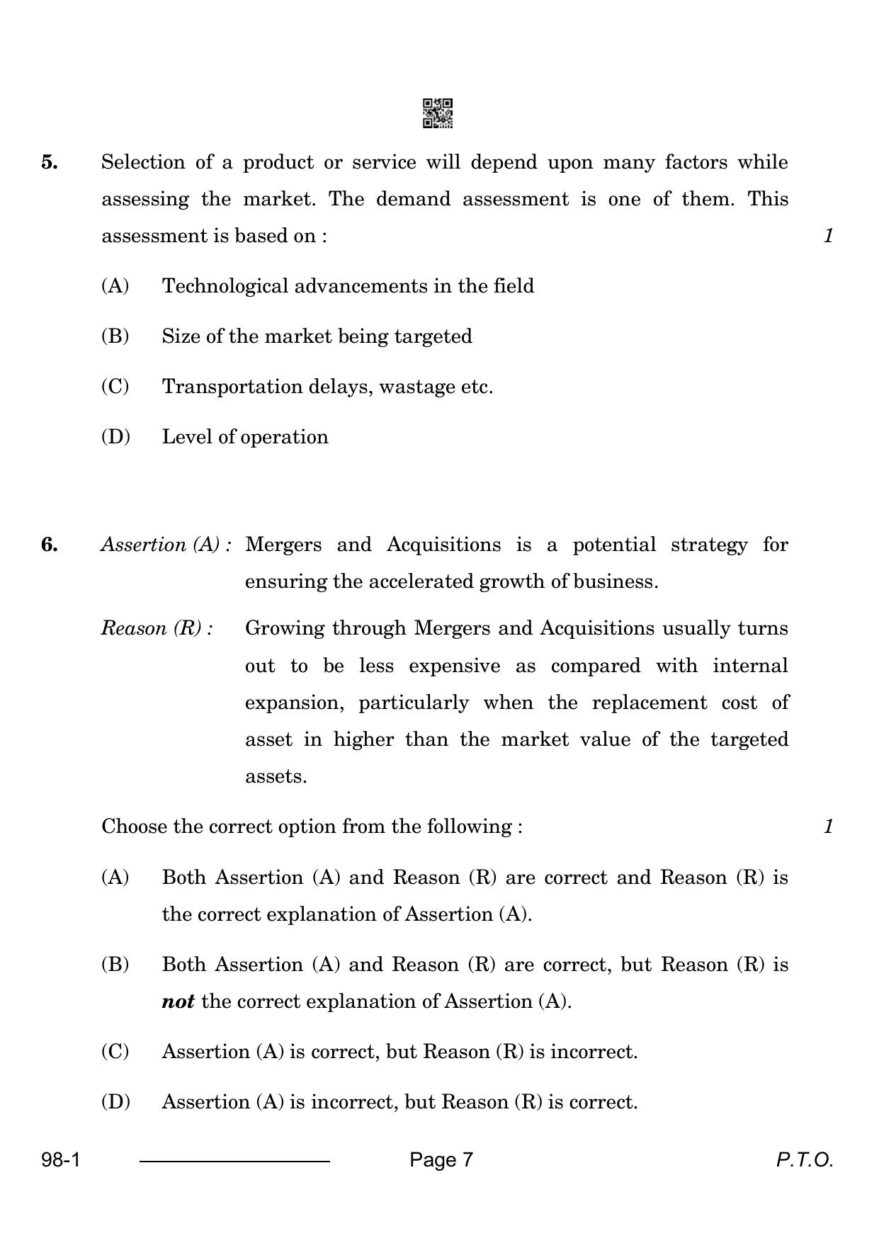 CBSE Class 12 Entrepreneurship 2024 Question Paper - Page 7
