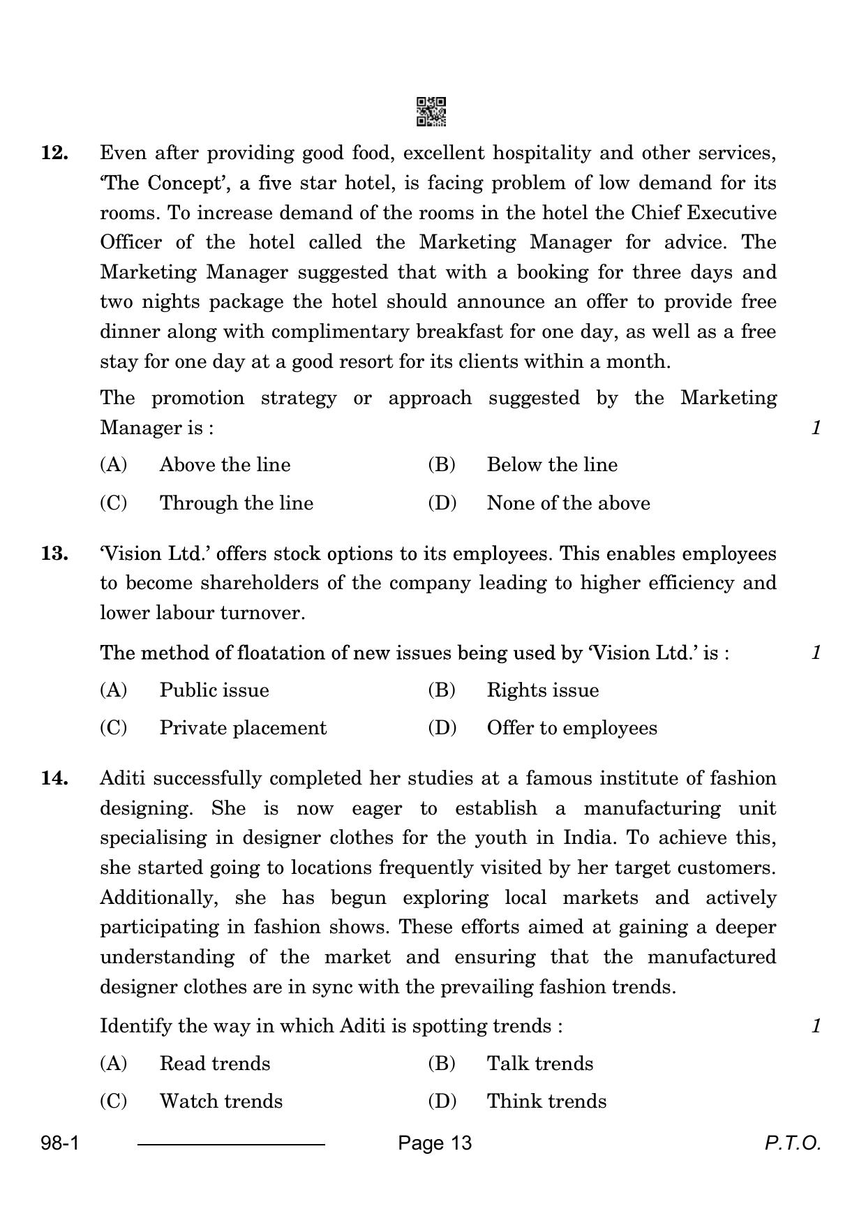 CBSE Class 12 Entrepreneurship 2024 Question Paper - Page 13