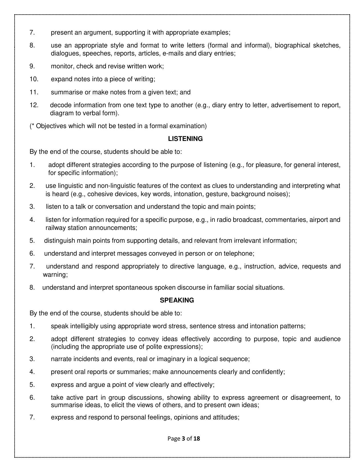 CBSE Class IX & X Communicative English Syllabus - Page 3