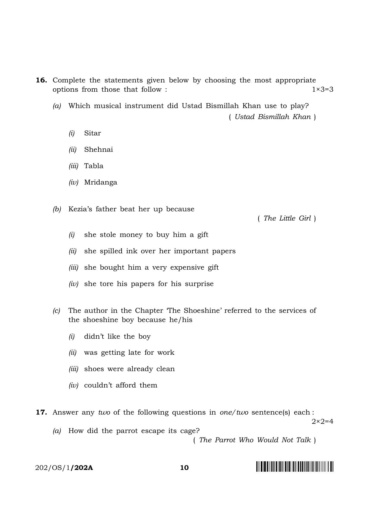 NIOS 2023 Class 10 English (OS) Question Paper - Page 10