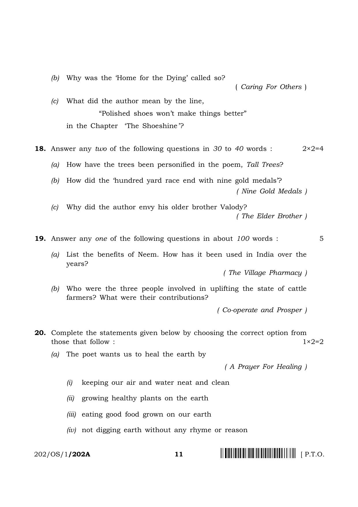 NIOS 2023 Class 10 English (OS) Question Paper - Page 11