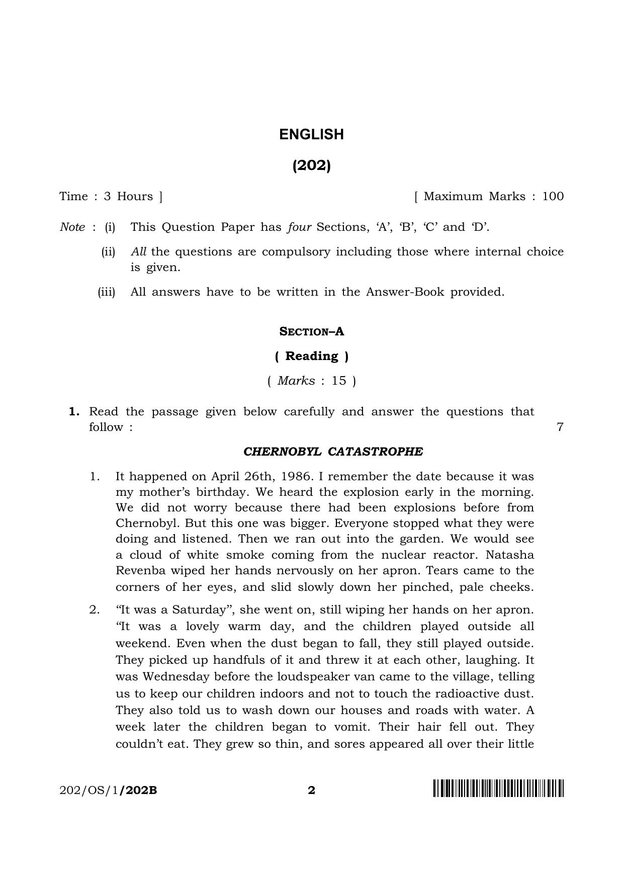 NIOS 2023 Class 10 English (OS) Question Paper - Page 14