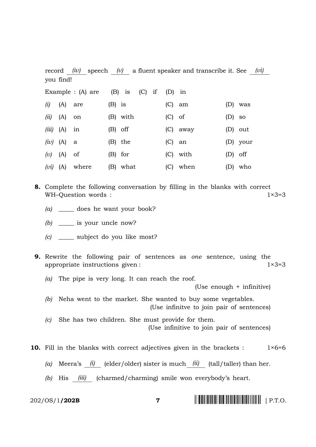 NIOS 2023 Class 10 English (OS) Question Paper - Page 19