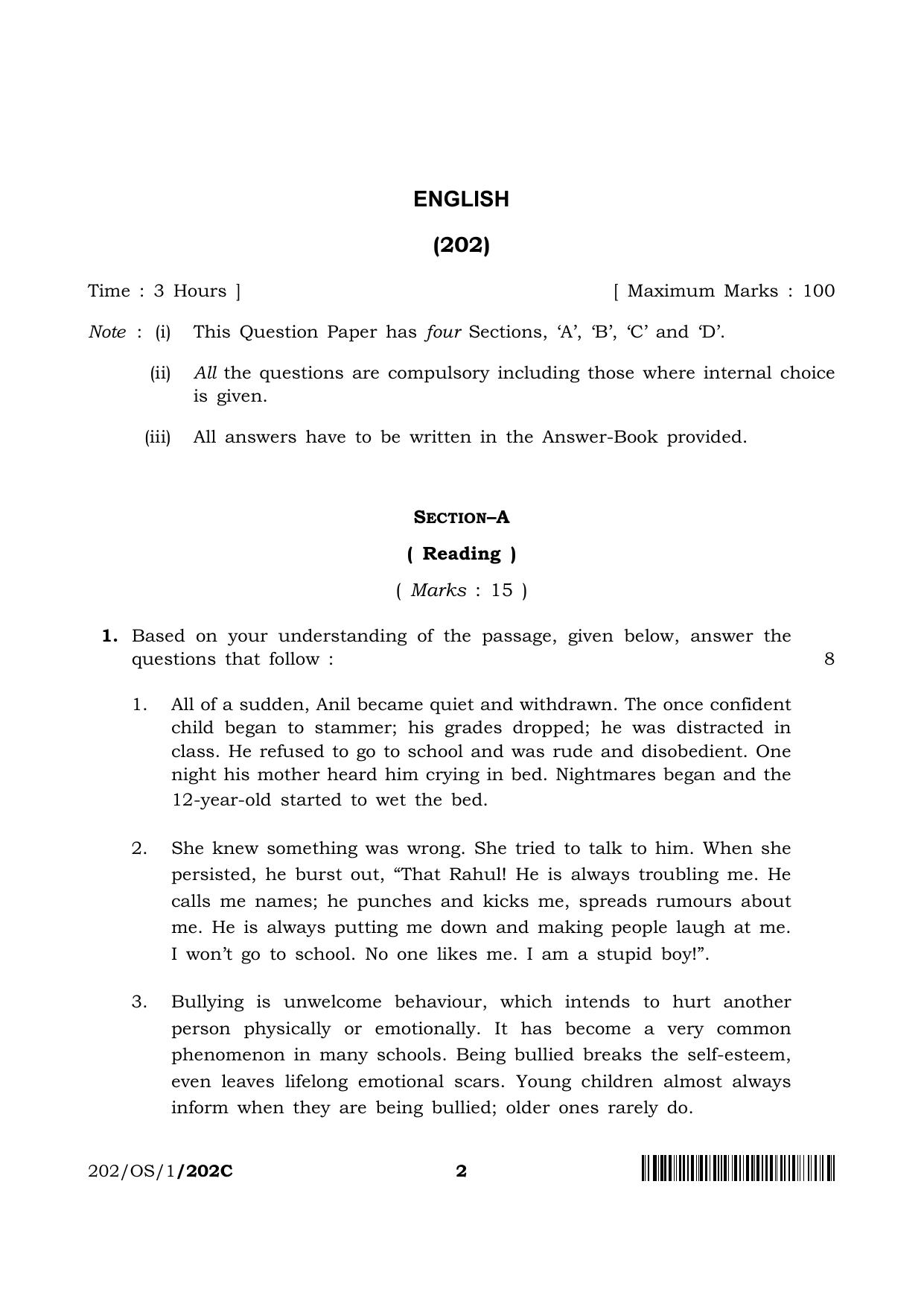 NIOS 2023 Class 10 English (OS) Question Paper - Page 26