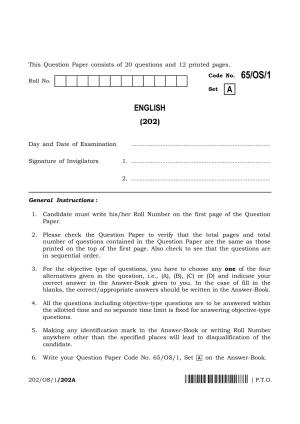 NIOS 2023 Class 10 English (OS) Question Paper
