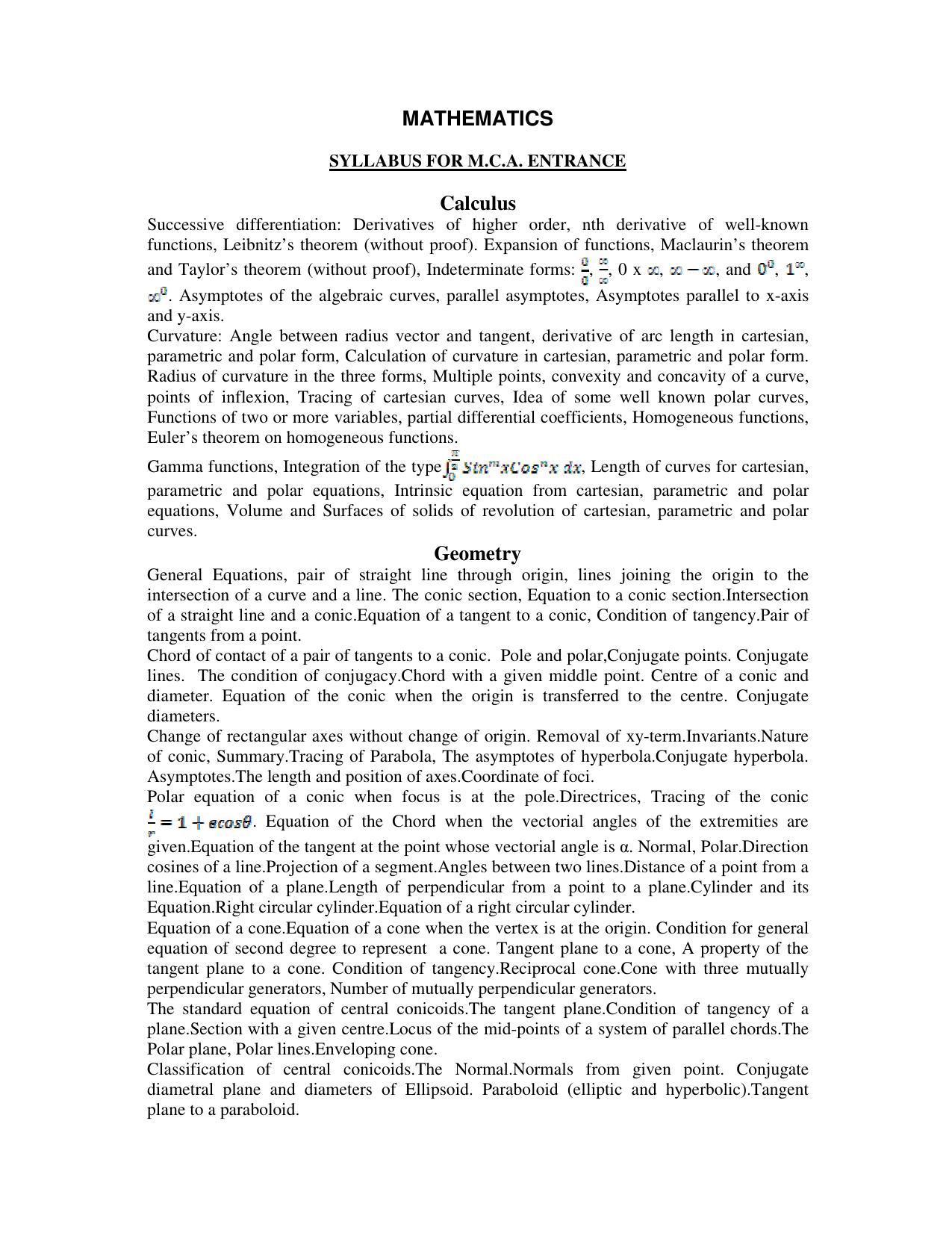 AMU Entrance Exam: M.C.A. Syllabus - Page 3