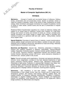 AMU Entrance Exam: M.C.A. Syllabus
