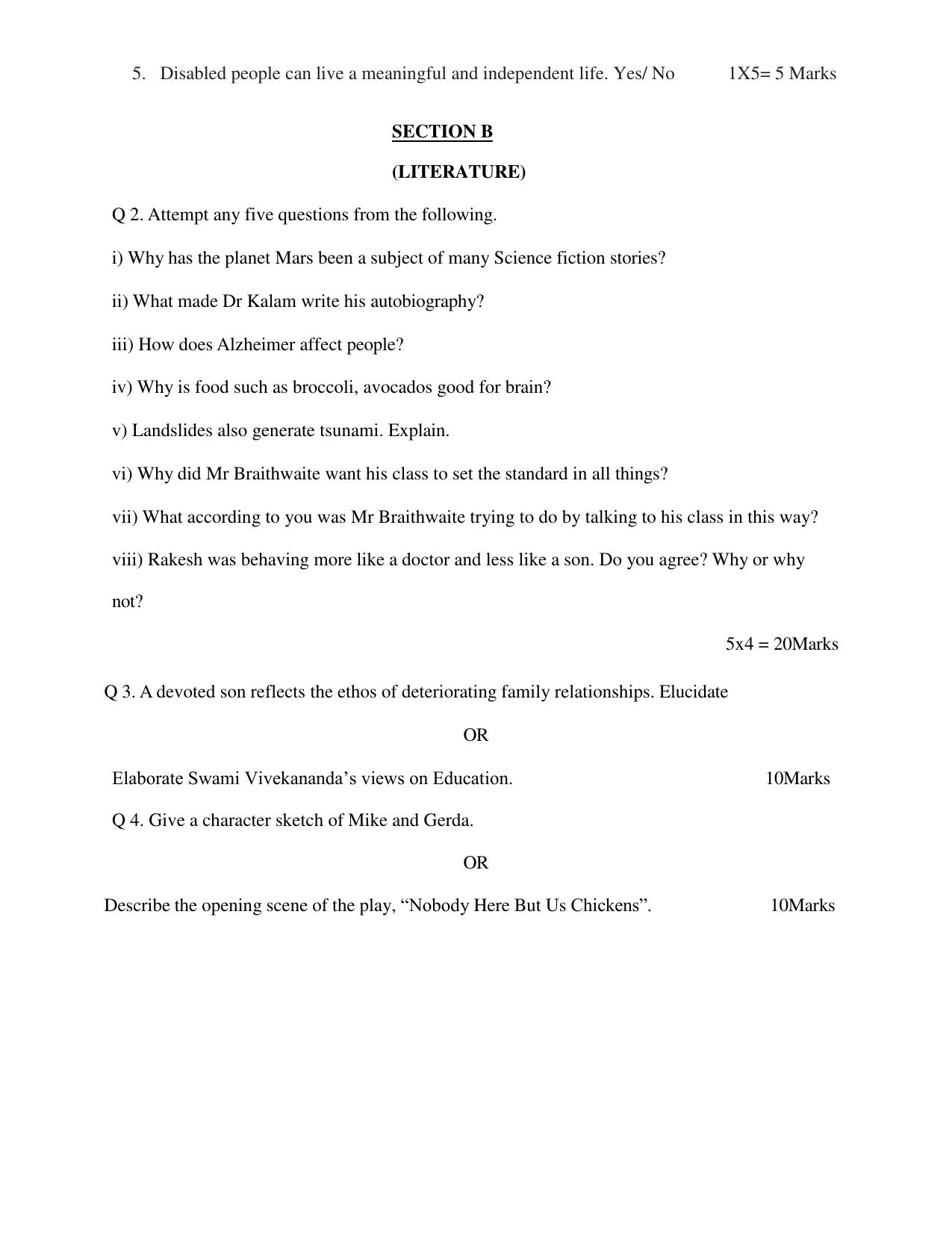 JKBOSE Class 11 FUNCTIONAL ENGLISH Model Question Paper - Page 3