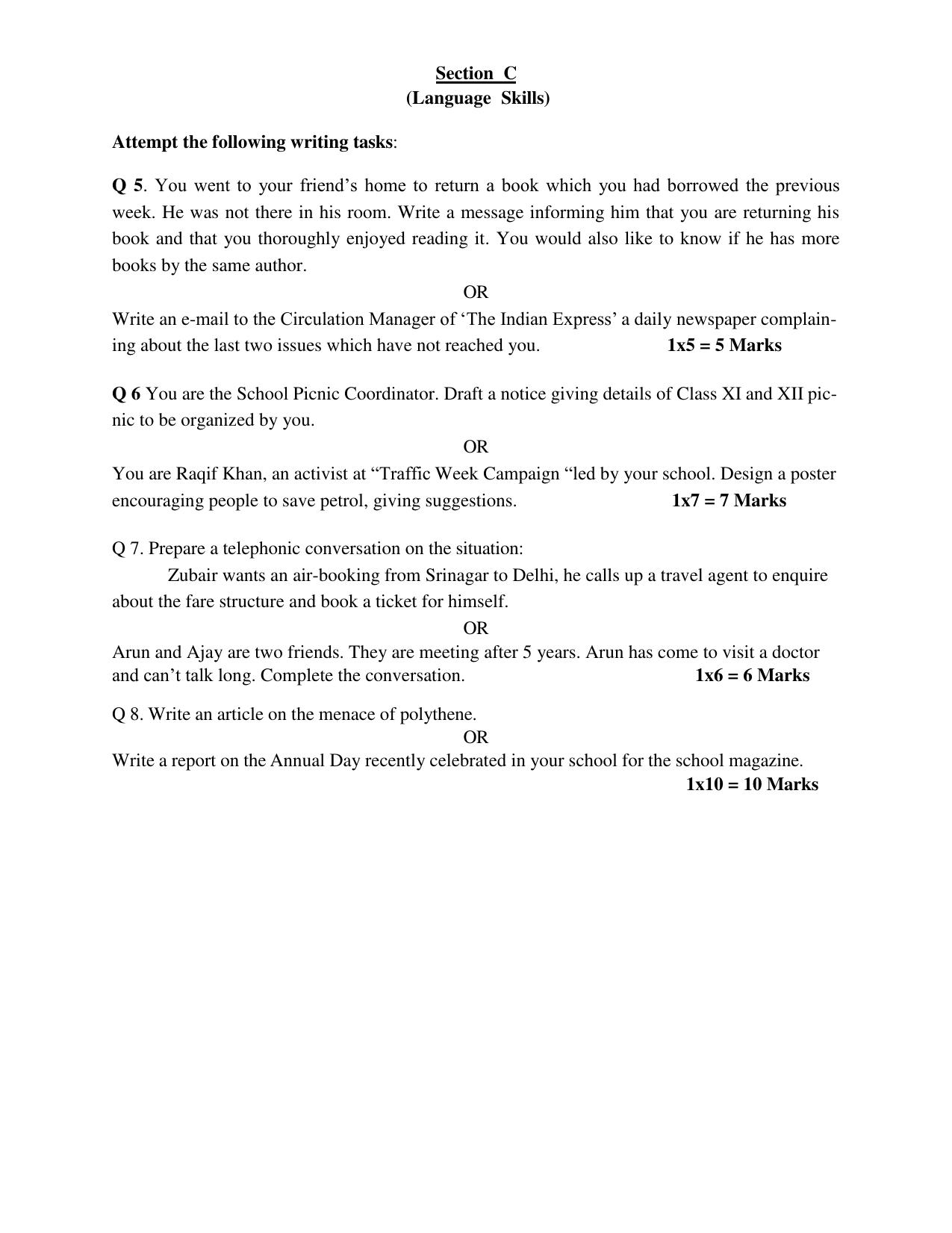 JKBOSE Class 11 FUNCTIONAL ENGLISH Model Question Paper - Page 4