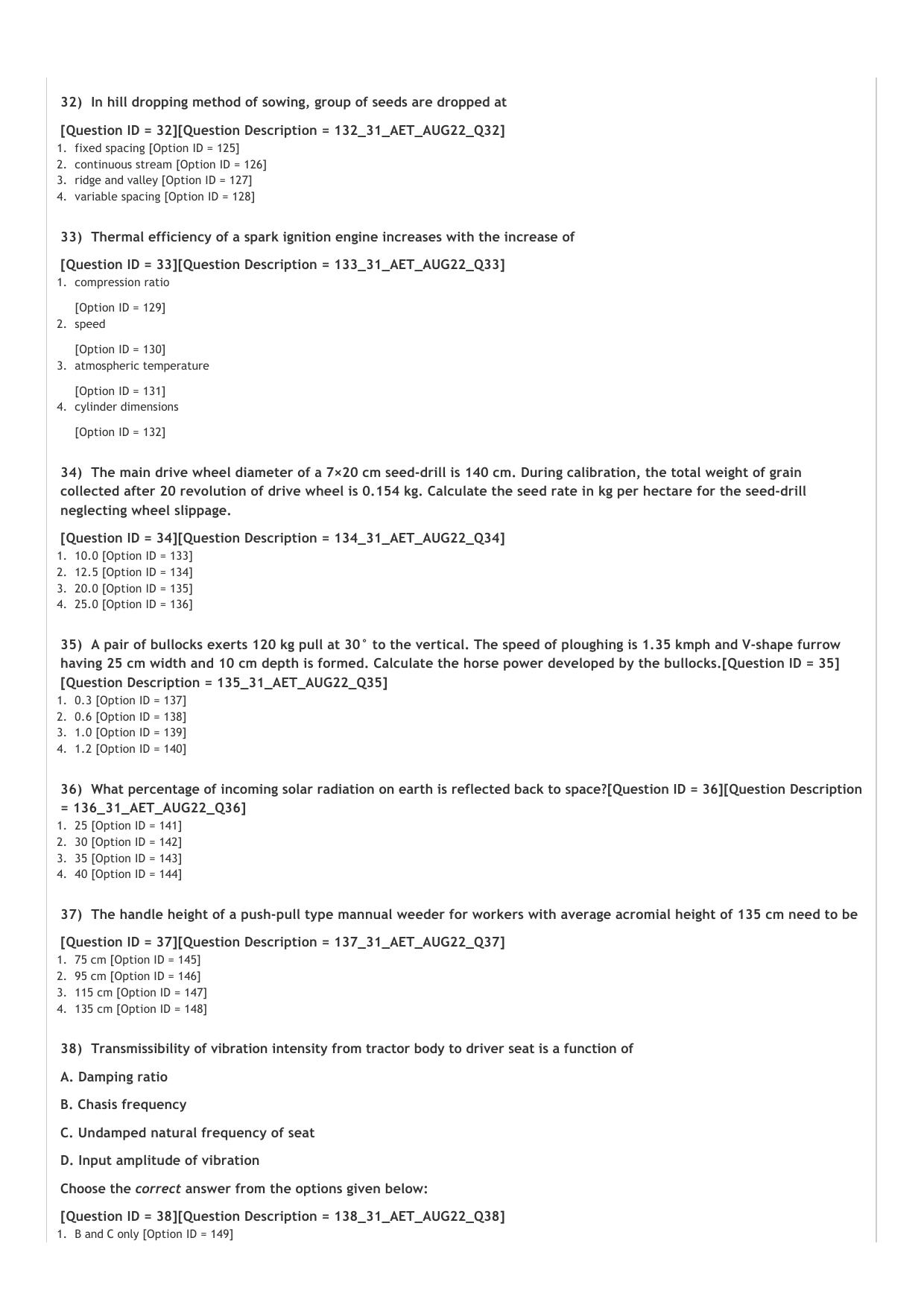 ICAR AIEEA PG 2022 AGRICULTURAL ENGG N TECHNOLOGY Question Paper - Page 7
