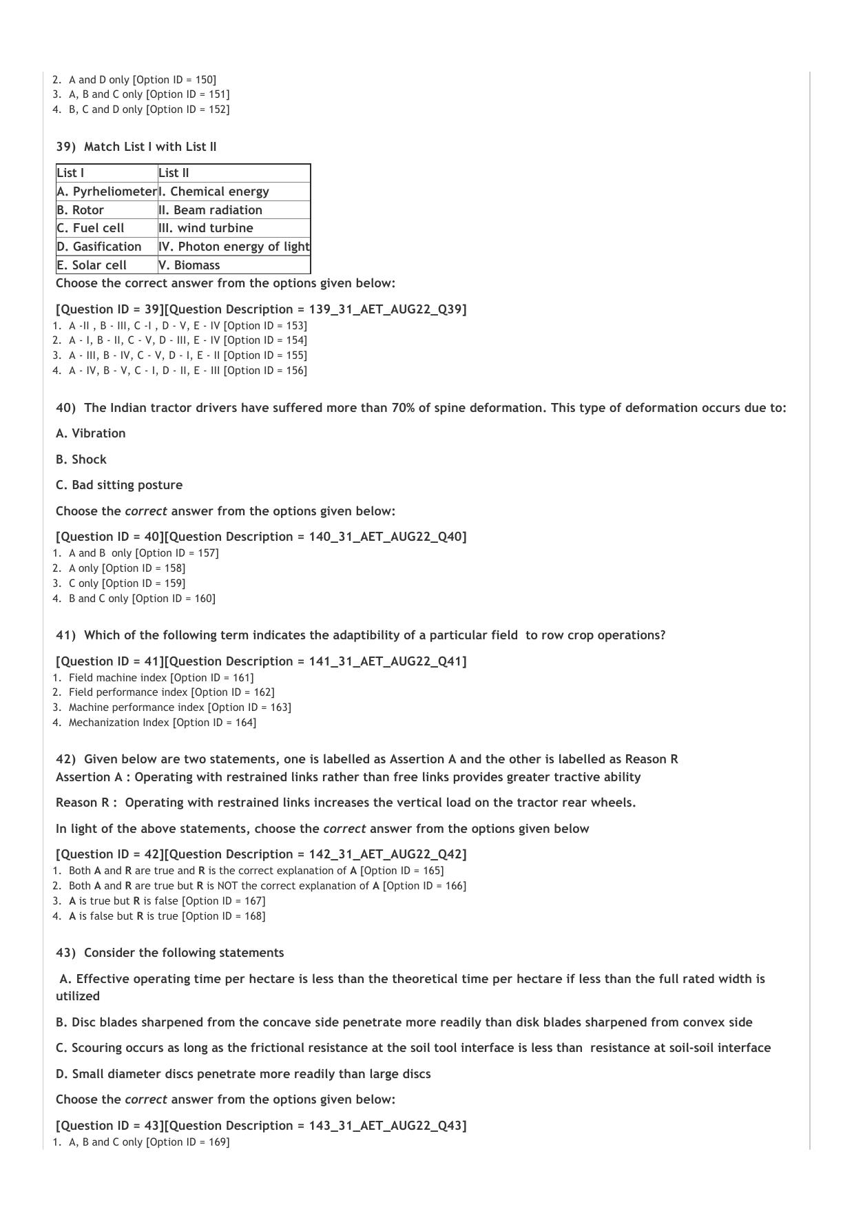 ICAR AIEEA PG 2022 AGRICULTURAL ENGG N TECHNOLOGY Question Paper - Page 8