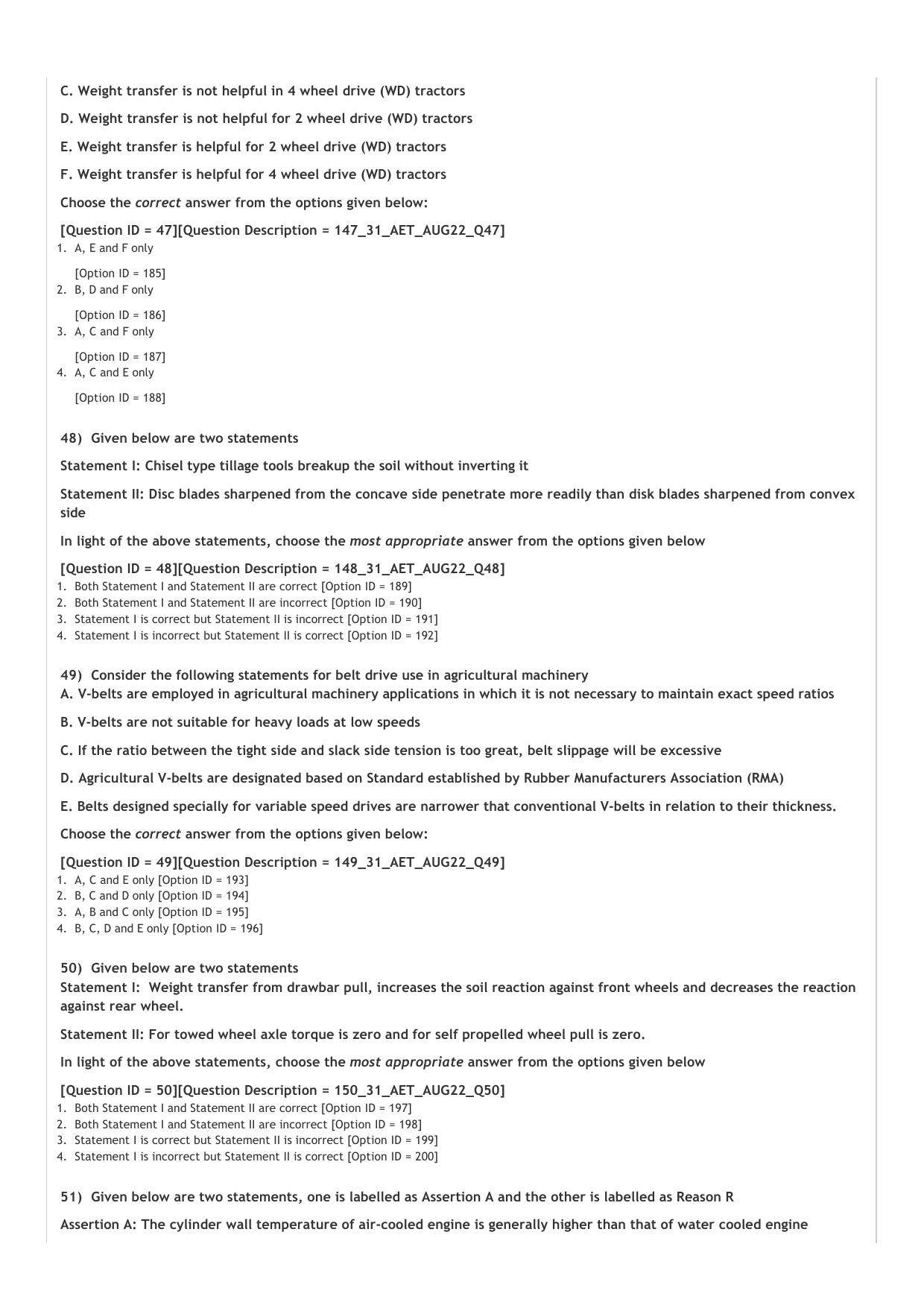 ICAR AIEEA PG 2022 AGRICULTURAL ENGG N TECHNOLOGY Question Paper - Page 10