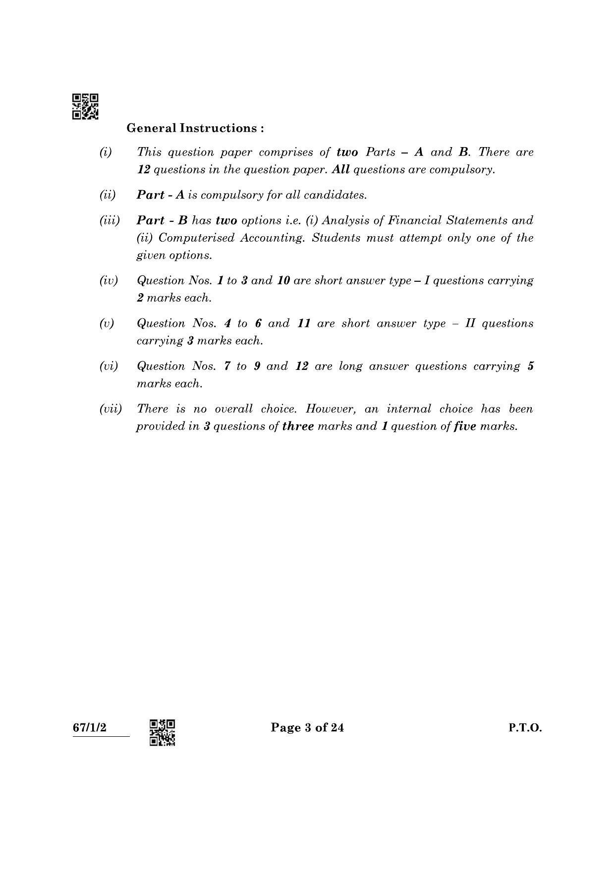 CBSE Class 12 67-1-2 Accountancy 2022 Question Paper - Page 3