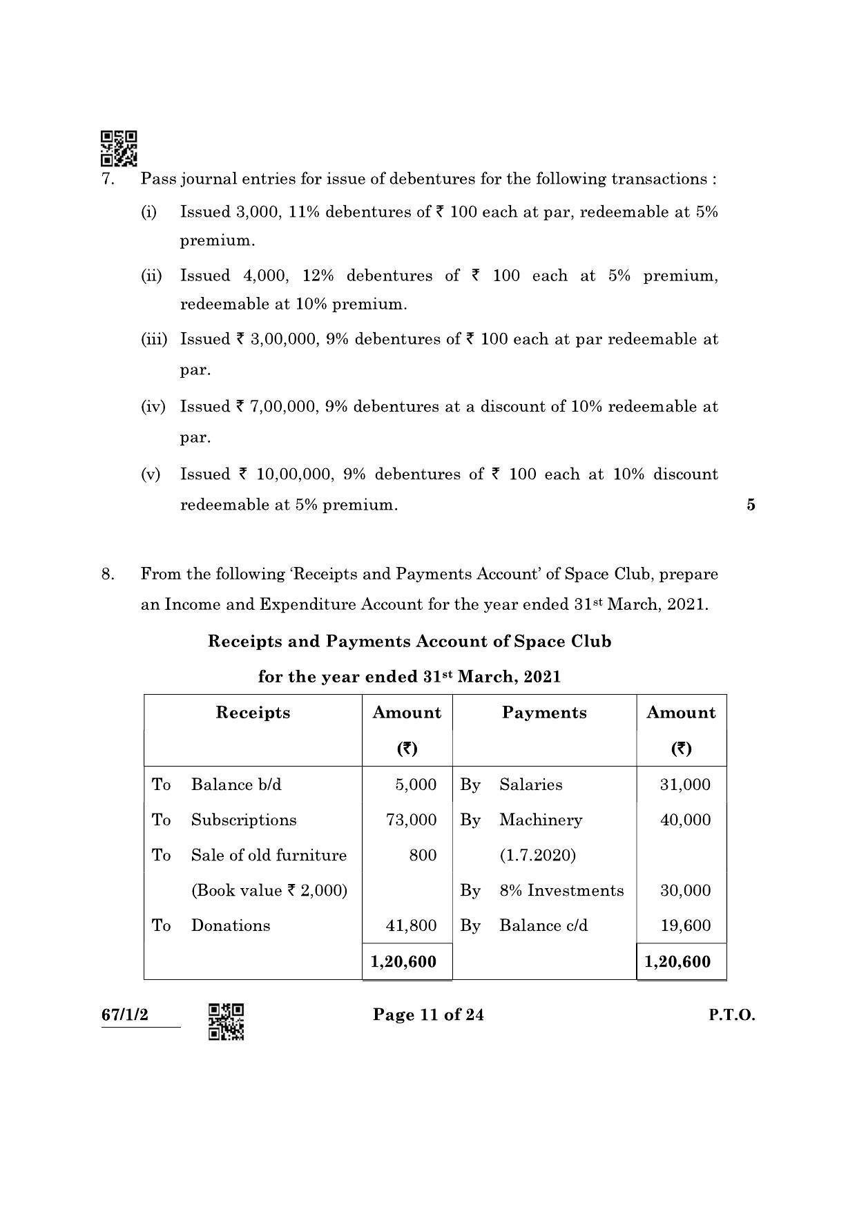 CBSE Class 12 67-1-2 Accountancy 2022 Question Paper - Page 11