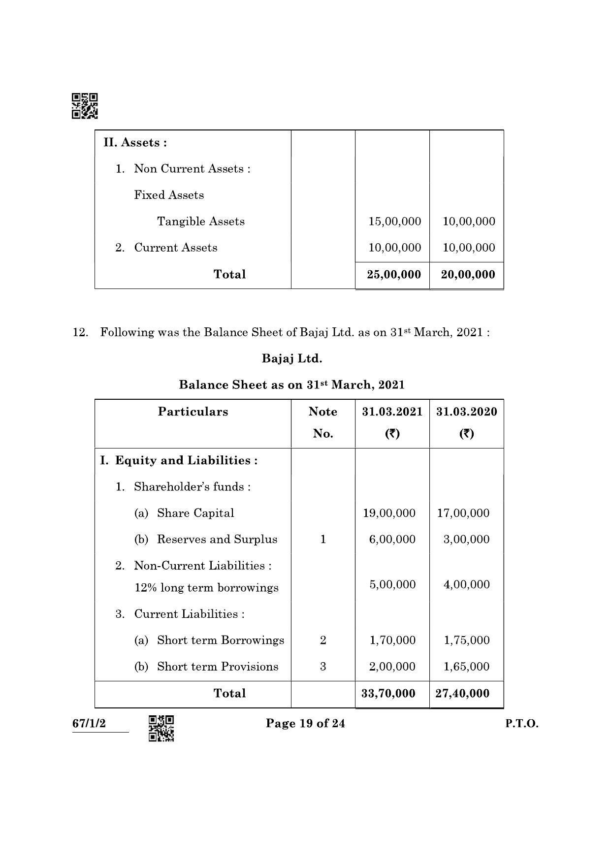 CBSE Class 12 67-1-2 Accountancy 2022 Question Paper - Page 19