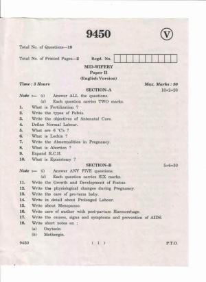 AP Inter 2nd Year Mid-Wifery-II May-2019-Vocational Question Paper