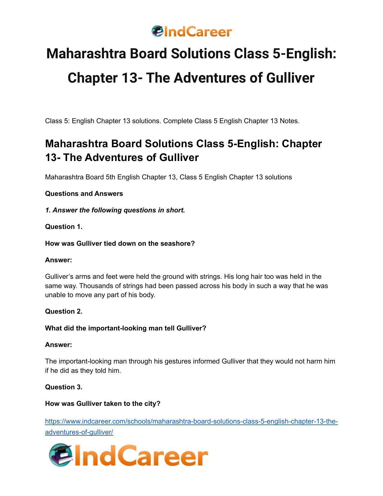 Maharashtra Board Solutions Class 5-English: Chapter 13- The Adventures of Gulliver - Page 2