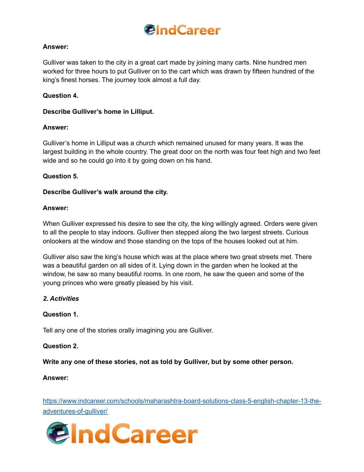 Maharashtra Board Solutions Class 5-English: Chapter 13- The Adventures of Gulliver - Page 3