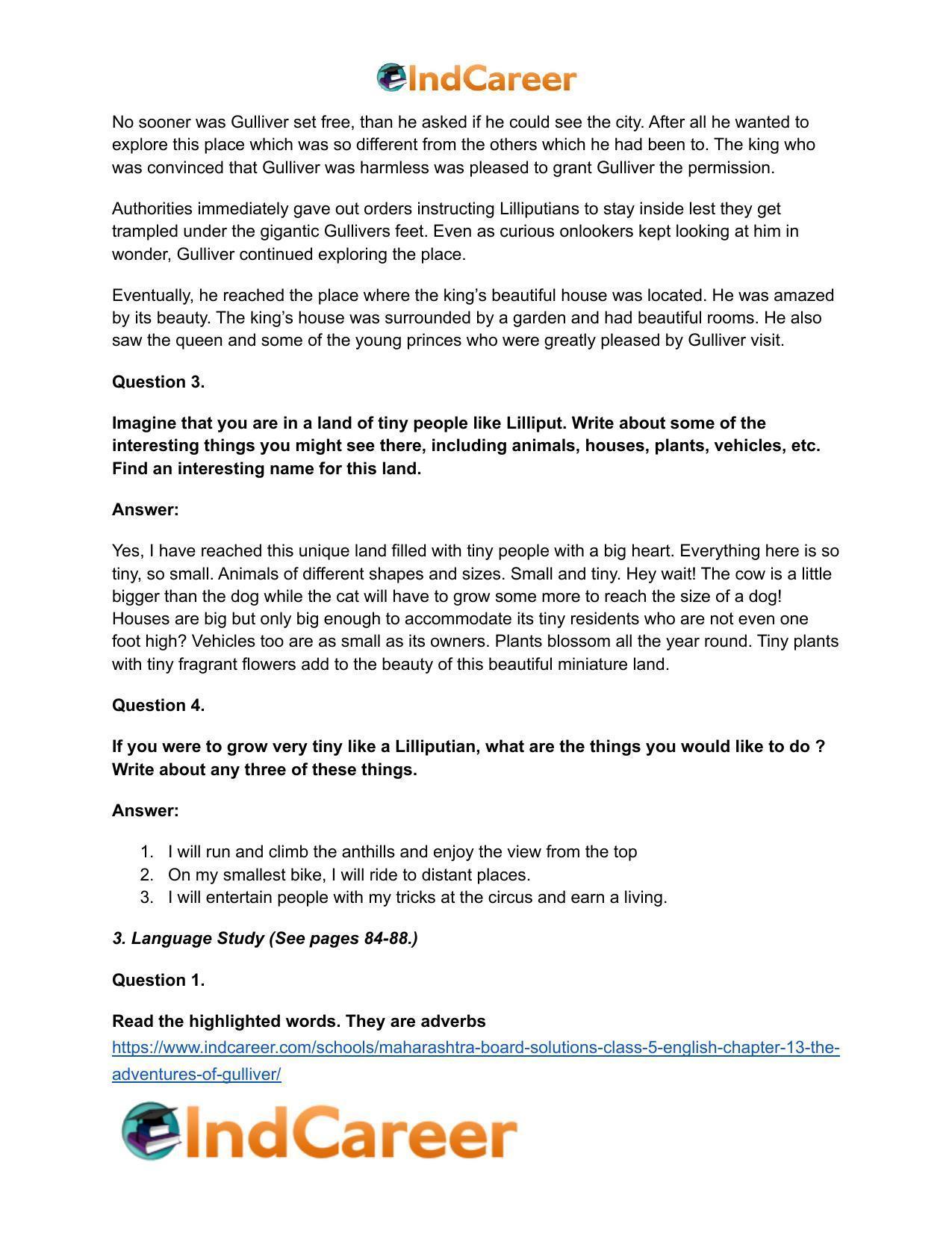 Maharashtra Board Solutions Class 5-English: Chapter 13- The Adventures of Gulliver - Page 4