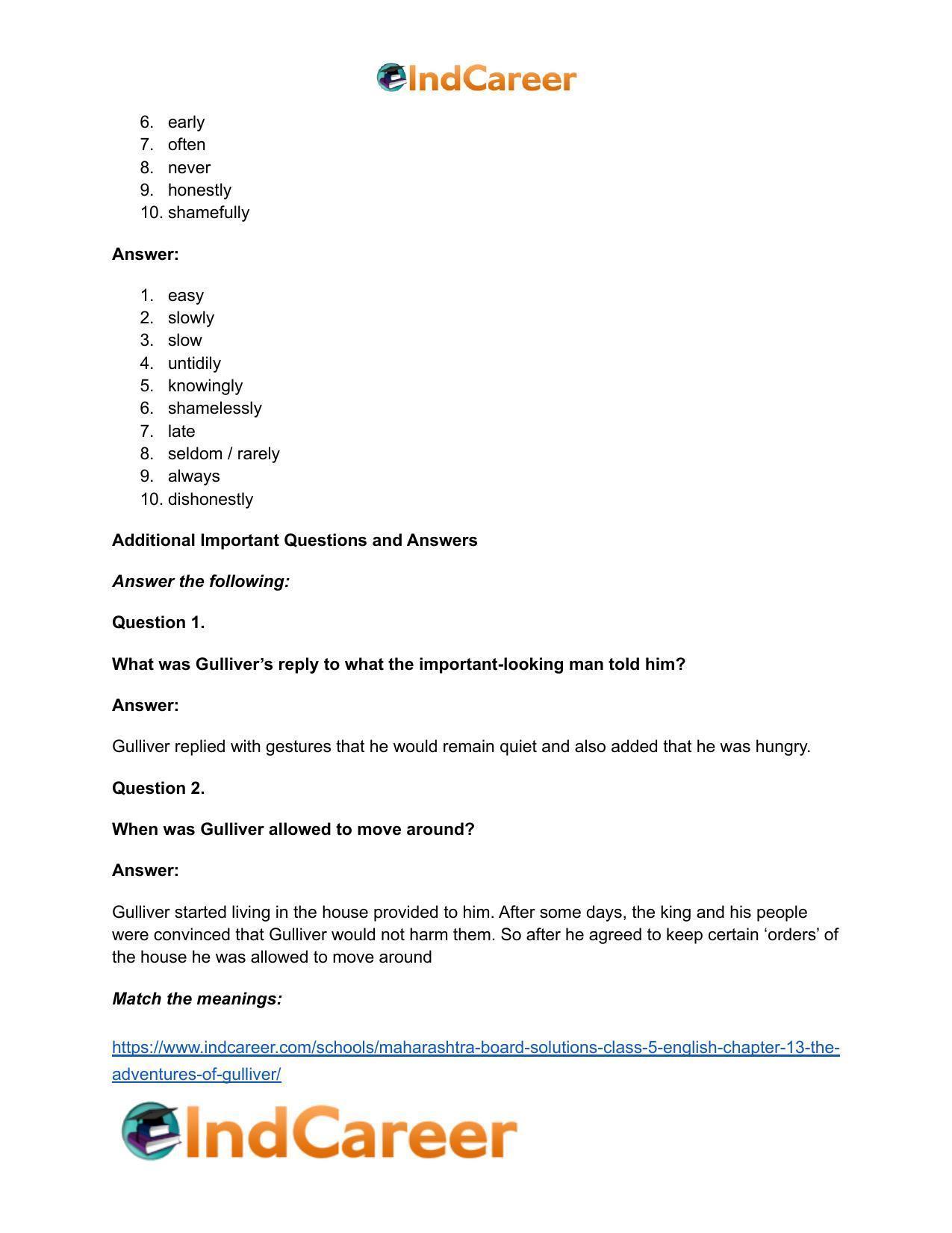 Maharashtra Board Solutions Class 5-English: Chapter 13- The Adventures of Gulliver - Page 6