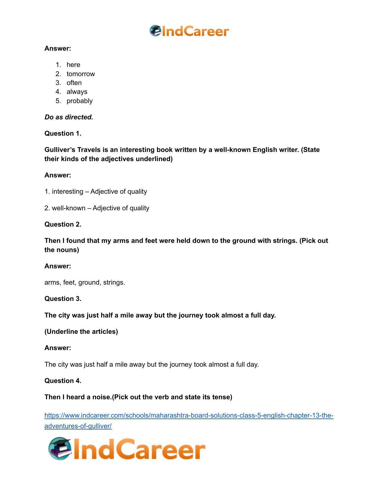 Maharashtra Board Solutions Class 5-English: Chapter 13- The Adventures of Gulliver - Page 9