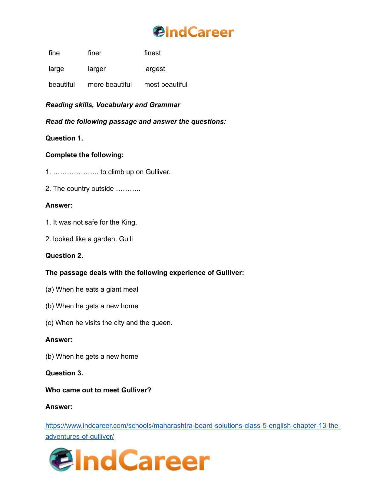 Maharashtra Board Solutions Class 5-English: Chapter 13- The Adventures of Gulliver - Page 11