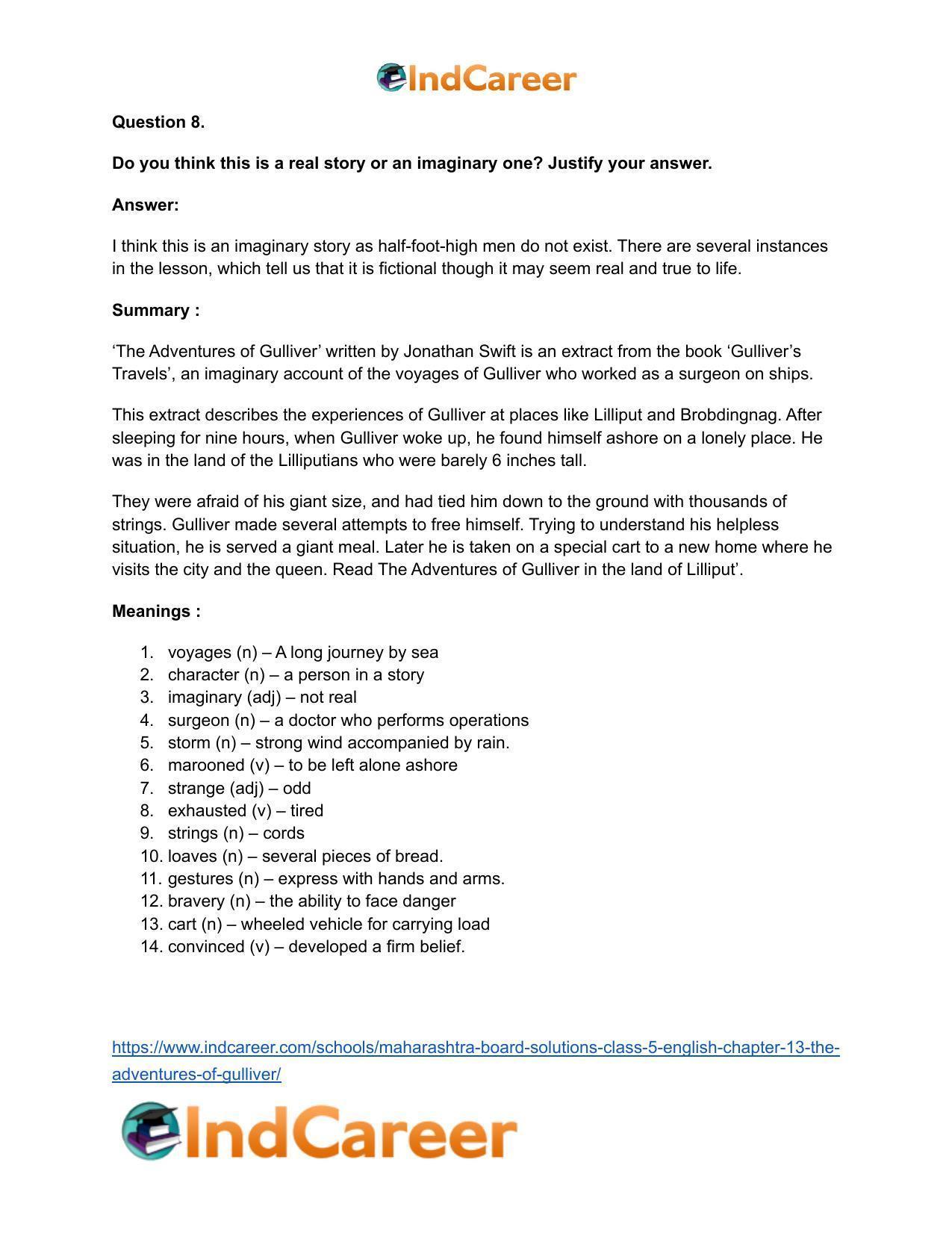 Maharashtra Board Solutions Class 5-English: Chapter 13- The Adventures of Gulliver - Page 13