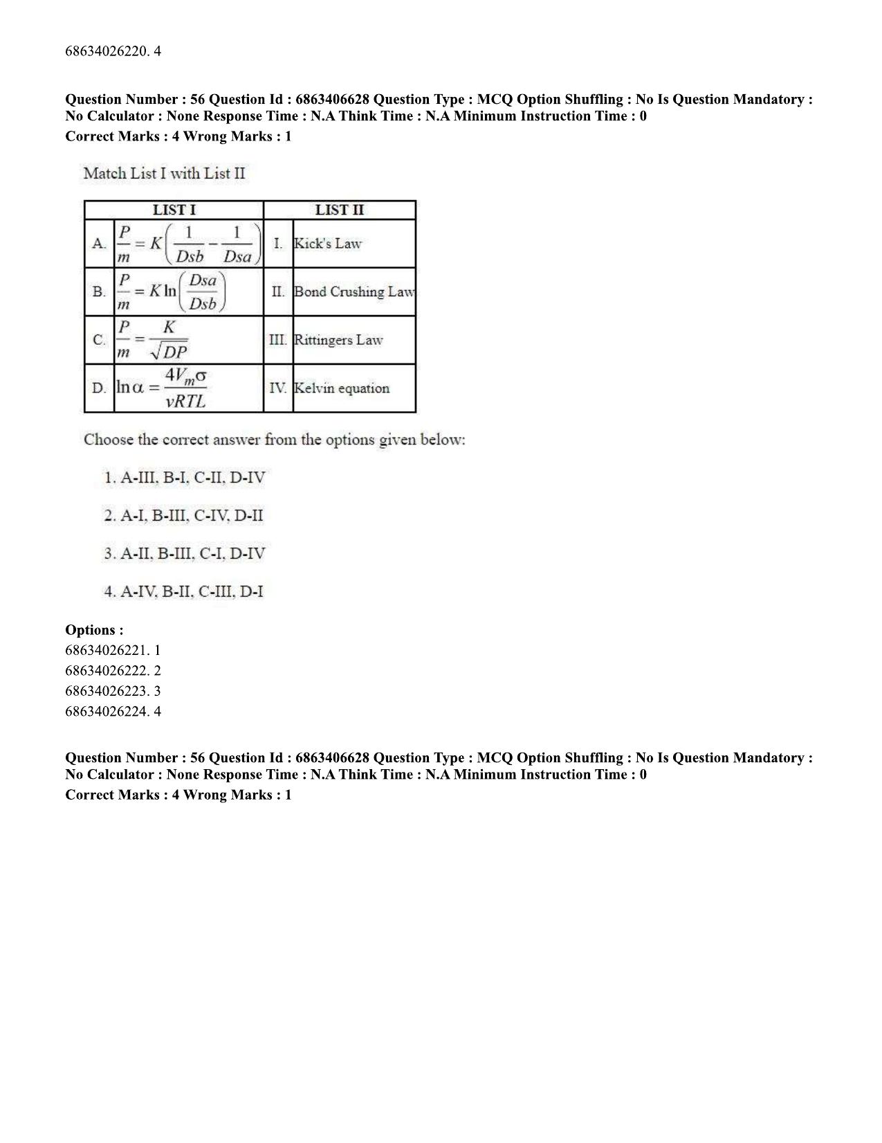 CUET PG 2023: MTQP01 – Chemical Thermal & Polymer Engineering (Eng.)-shift 1 (07-06-2023) Question Paper - Page 58
