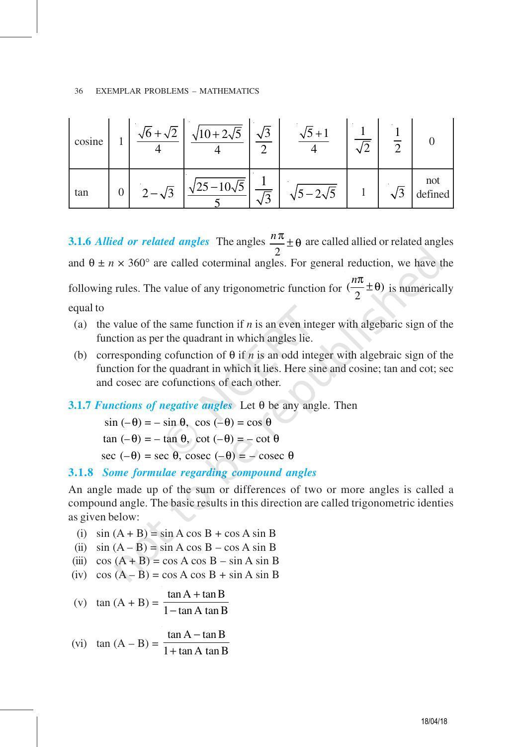 NCERT Exemplar Book for Class 11 Maths: Chapter 3 Trigonometric Functions - Page 3