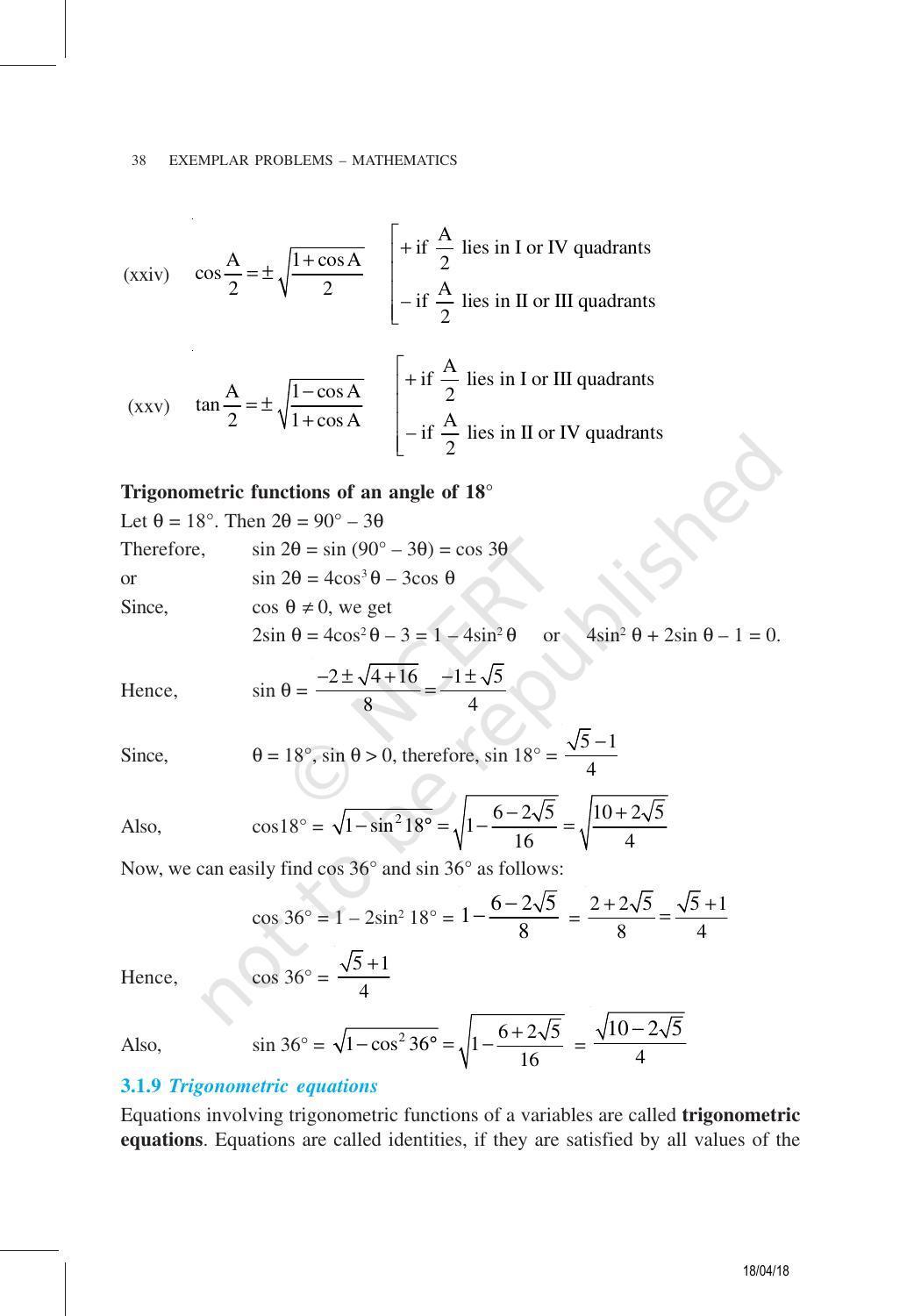 NCERT Exemplar Book for Class 11 Maths: Chapter 3 Trigonometric Functions - Page 5